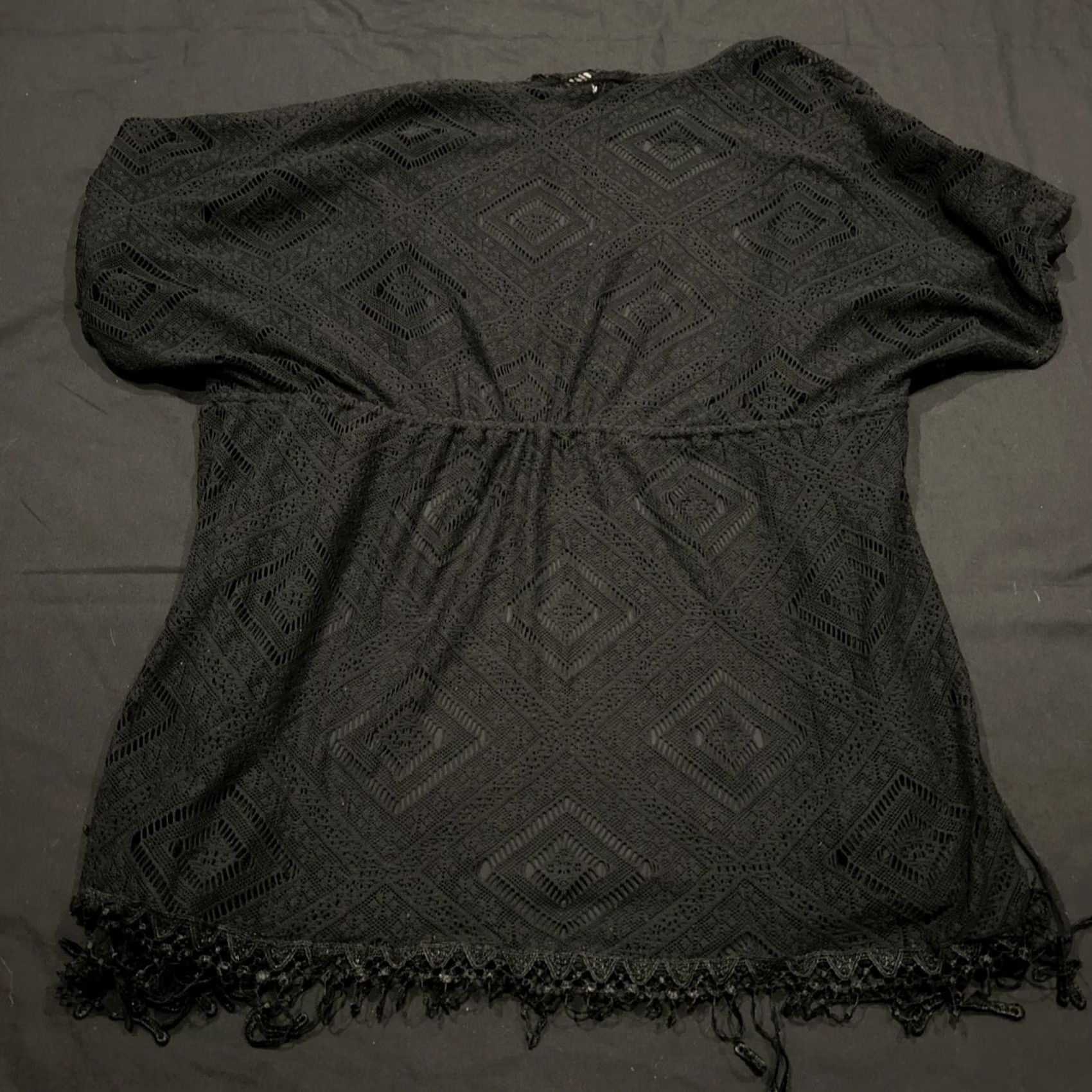 Vintage Arizona Jean Co Blouse Women’s L Black Polyester Sheer Tie Front A16 Size L / US 10 / IT 46 - 3 Thumbnail