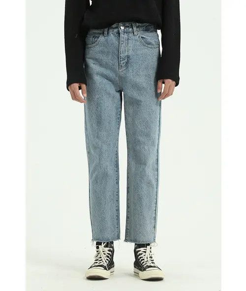 Anime × Japanese Brand × Jean Light Blue Retro Loose Straight Cropped Jeans Size US 32 / EU 48 - 1 Thumbnail