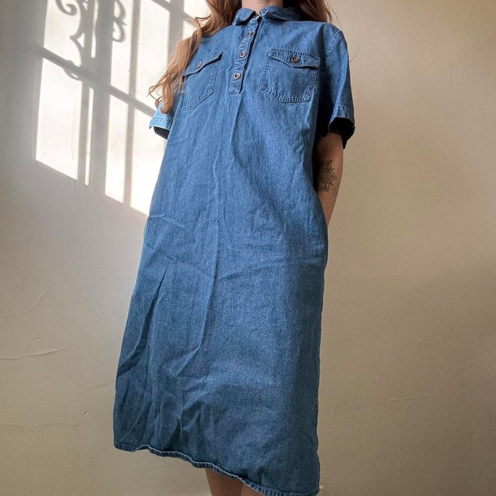 Vintage Vintage Draper’s & Damon’s Denim Dress Small Cotton Collared Size S / US 4 / IT 40 - 3 Thumbnail