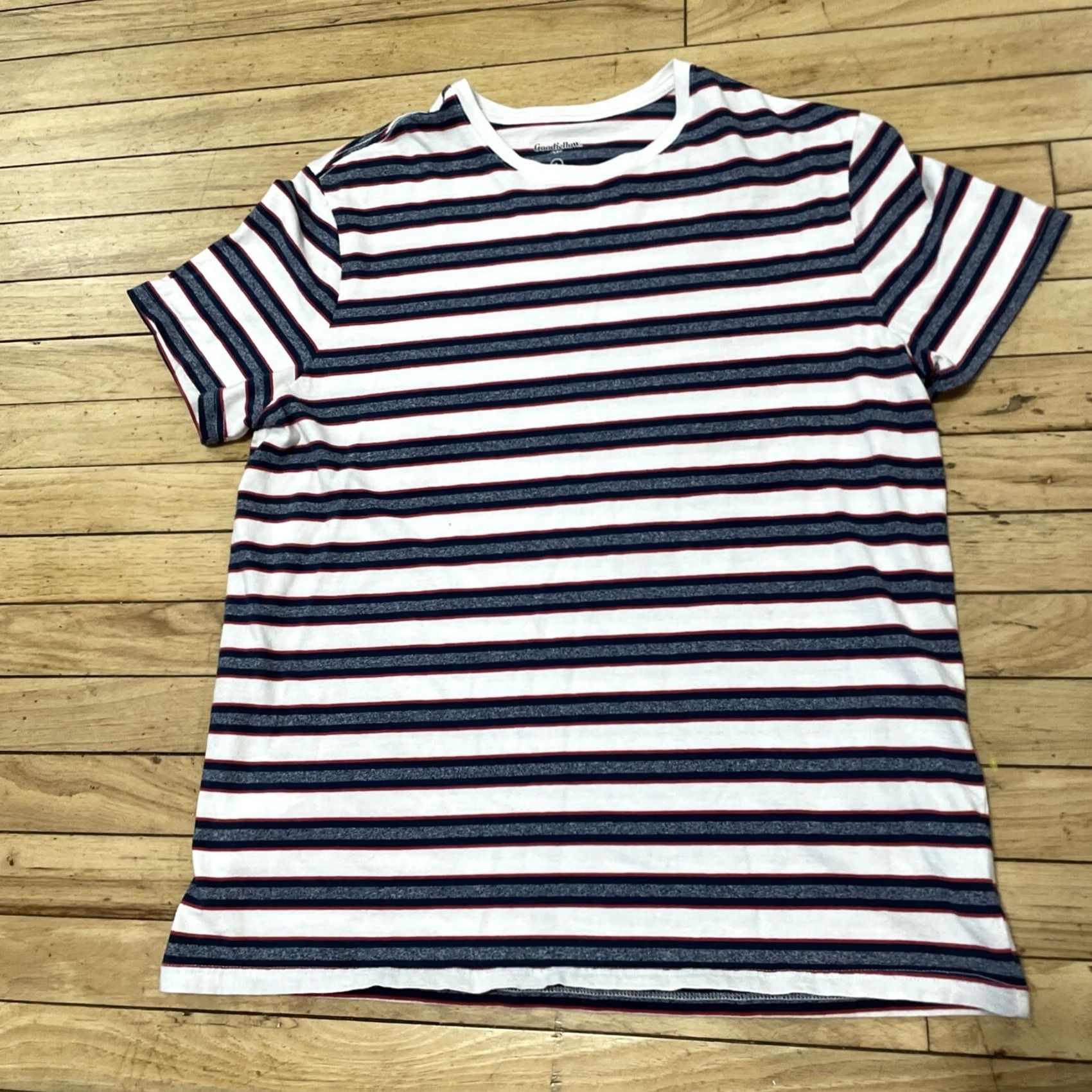 Vintage VINTAGE Goodfellow & Co T Shirt Mens L White Stripe Hoop Red Blue Preppy Retro Skate Tee L Size US L / EU 52-54 / 3 - 2 Thumbnail