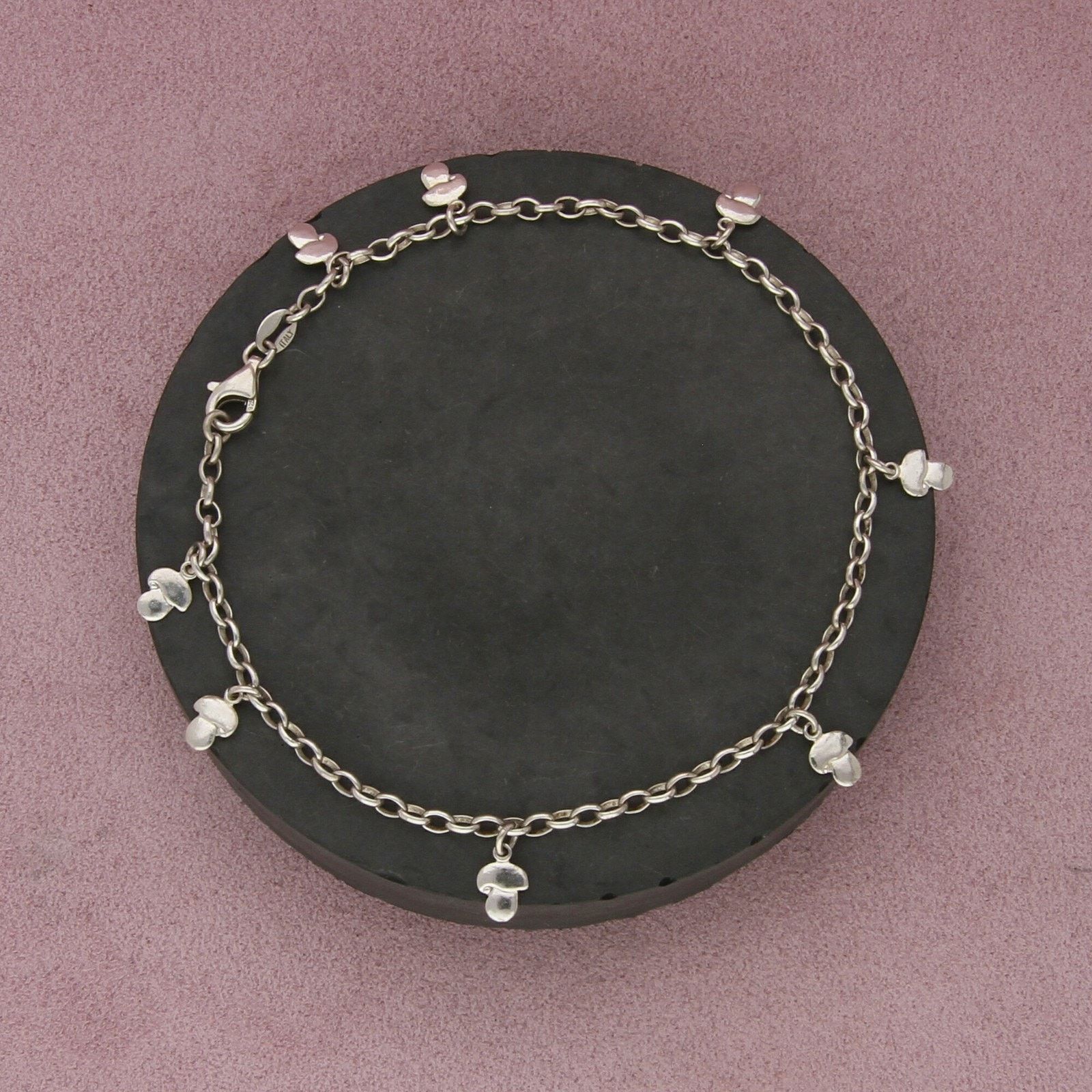 Sterling Silver sterling silver mushroom charm anklet bracelet size 10.25in Size ONE SIZE - 1 Thumbnail