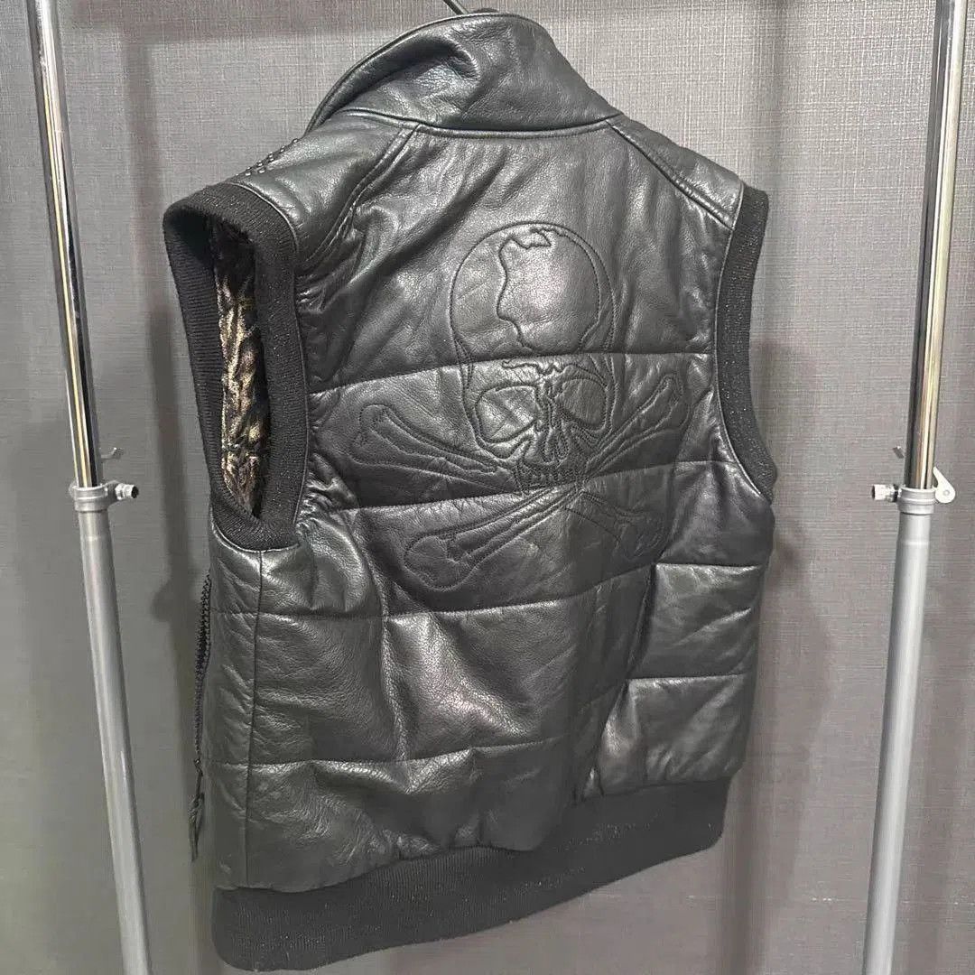 Roen Gray Leather Studded Puffer Vest. Size US L / EU 52-54 / 3 - 2 Thumbnail