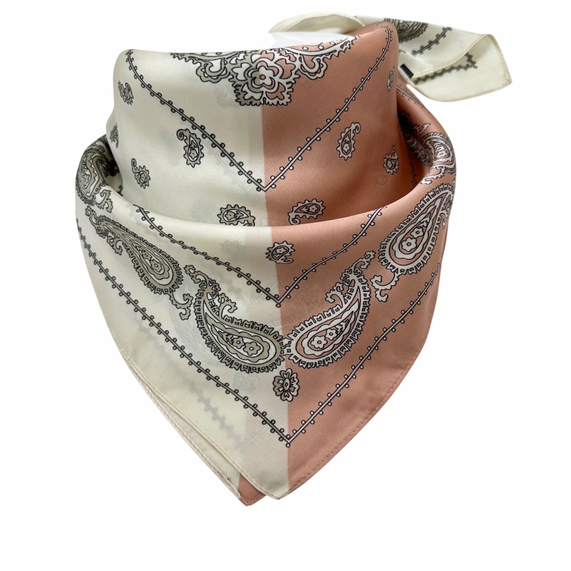 Other Luxury Navy Blue White Paisley Geometric Silky Square Scarf Size ONE SIZE - 3 Thumbnail