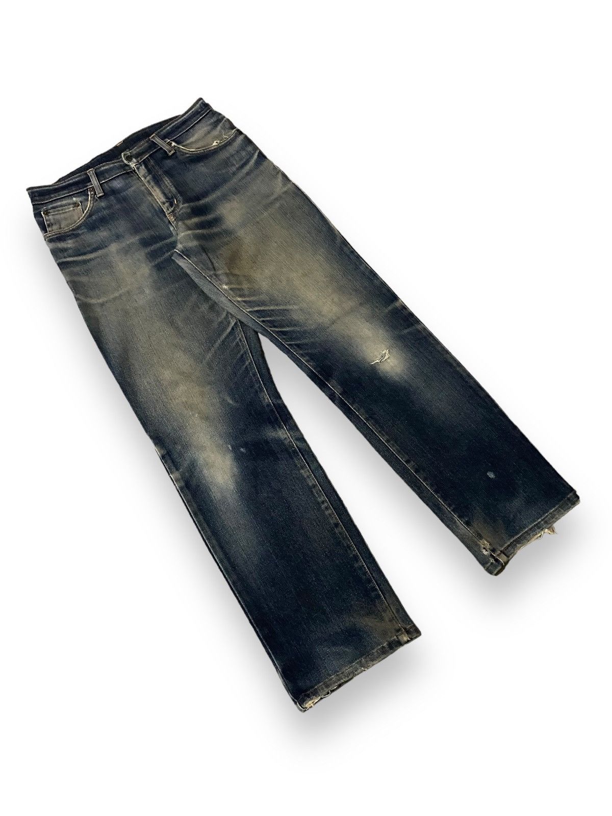 Vintage Edwin 403 W-Flex Dirty Washed Distress Straight Cut