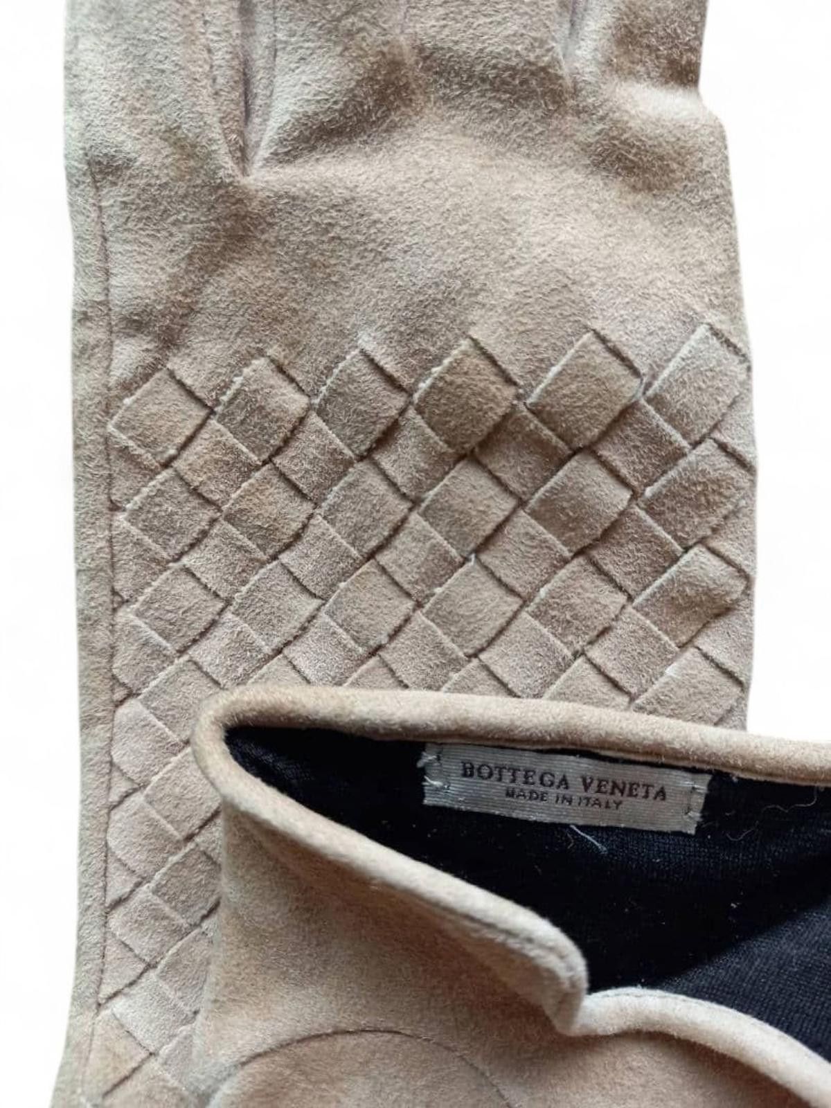 Bottega Veneta Bottega Veneta - Grey Leather Gloves with Woven Detail Size ONE SIZE - 4 Thumbnail