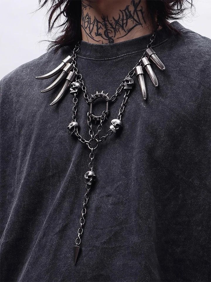 Japanese Brand × Jewelry Skull Studded Necklace Neo gothic Size ONE SIZE - 3 Thumbnail