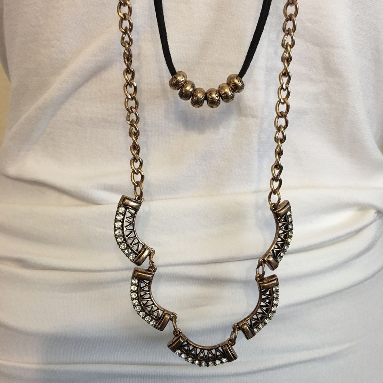 Jewelry Vintage multi tiered cord rhinestone necklace Size ONE SIZE - 4 Thumbnail