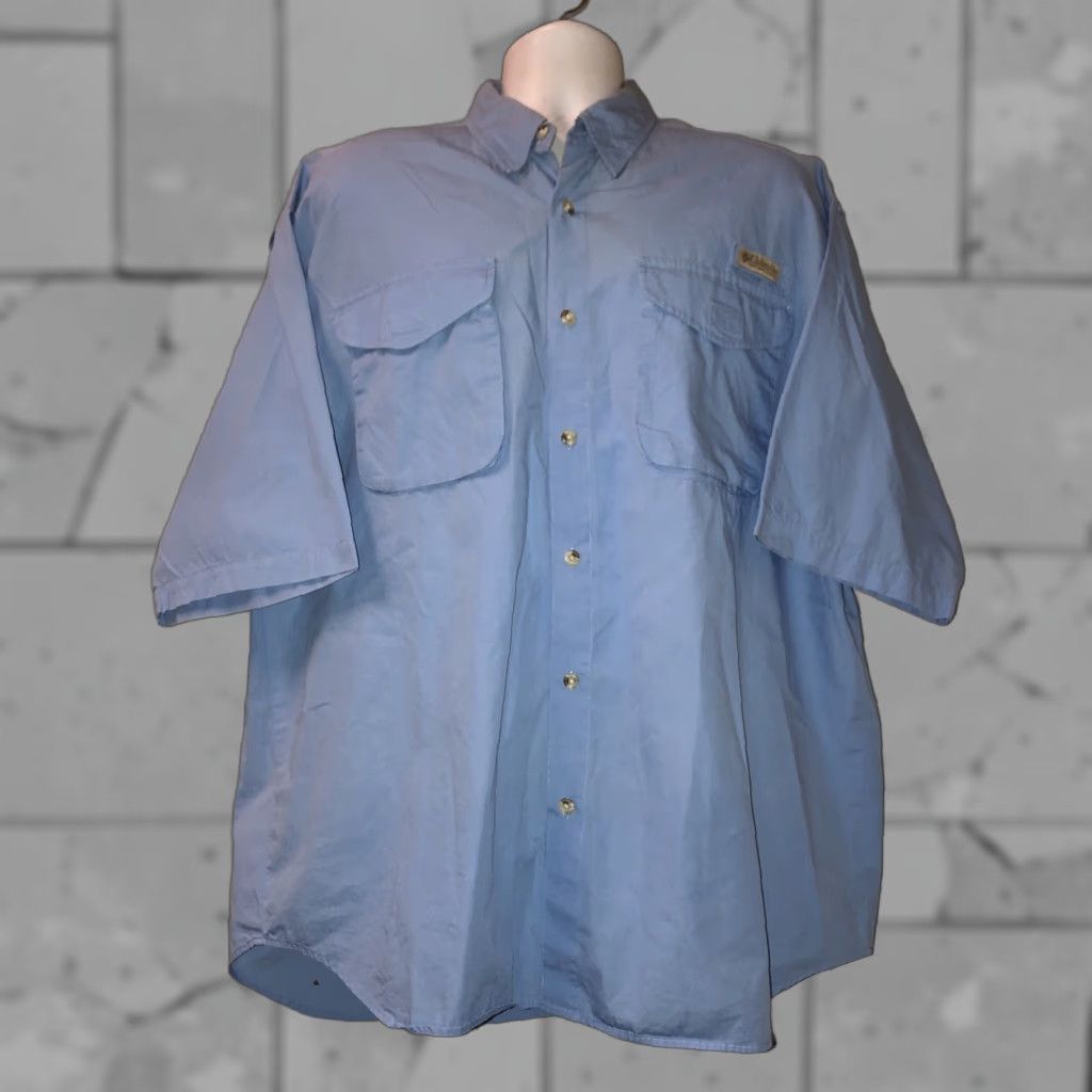 Vintage Columbia Blue Vented Fishing Shirt Mens XL Button-Up Short Sleeve Size US XL / EU 56 / 4 - 1 Thumbnail