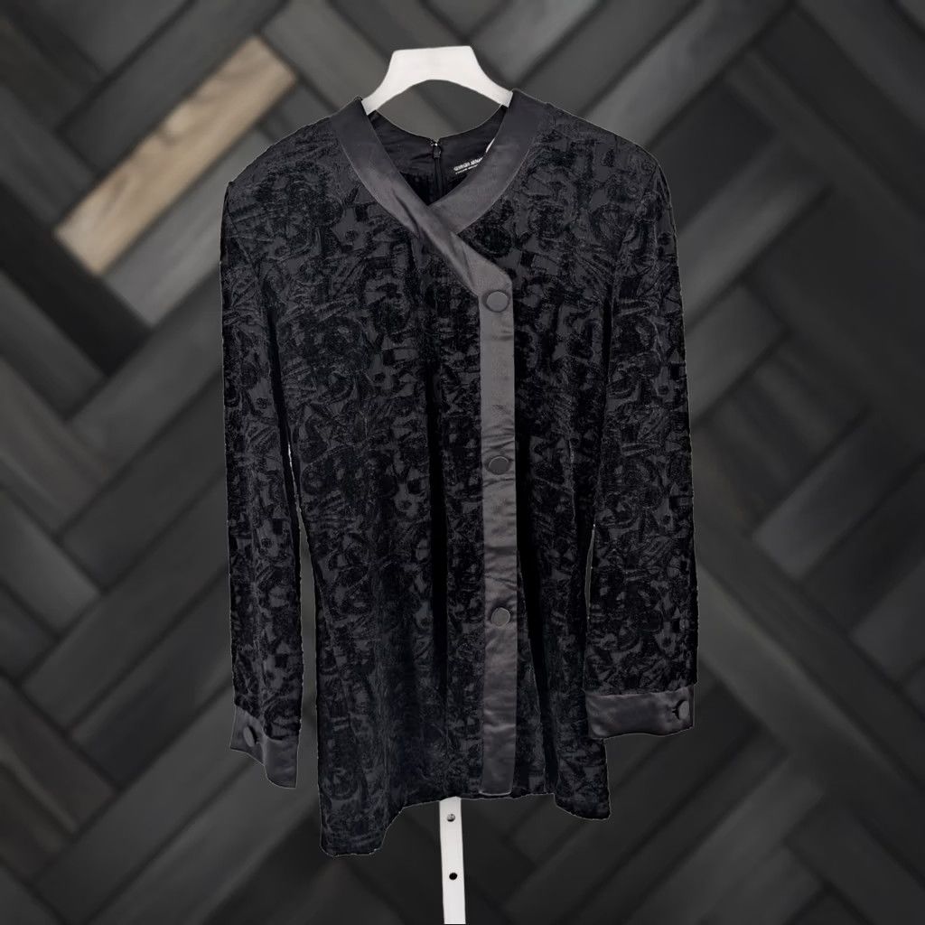 Giorgio Armani VINTAGE Giorgio Armani Italy Velour Bodycon Dress 14 Black Short Sleeve Long Sleeve Zip 1990s Women Mens Girls Size XL / US 12-14 / IT 48-50 - 1 Thumbnail