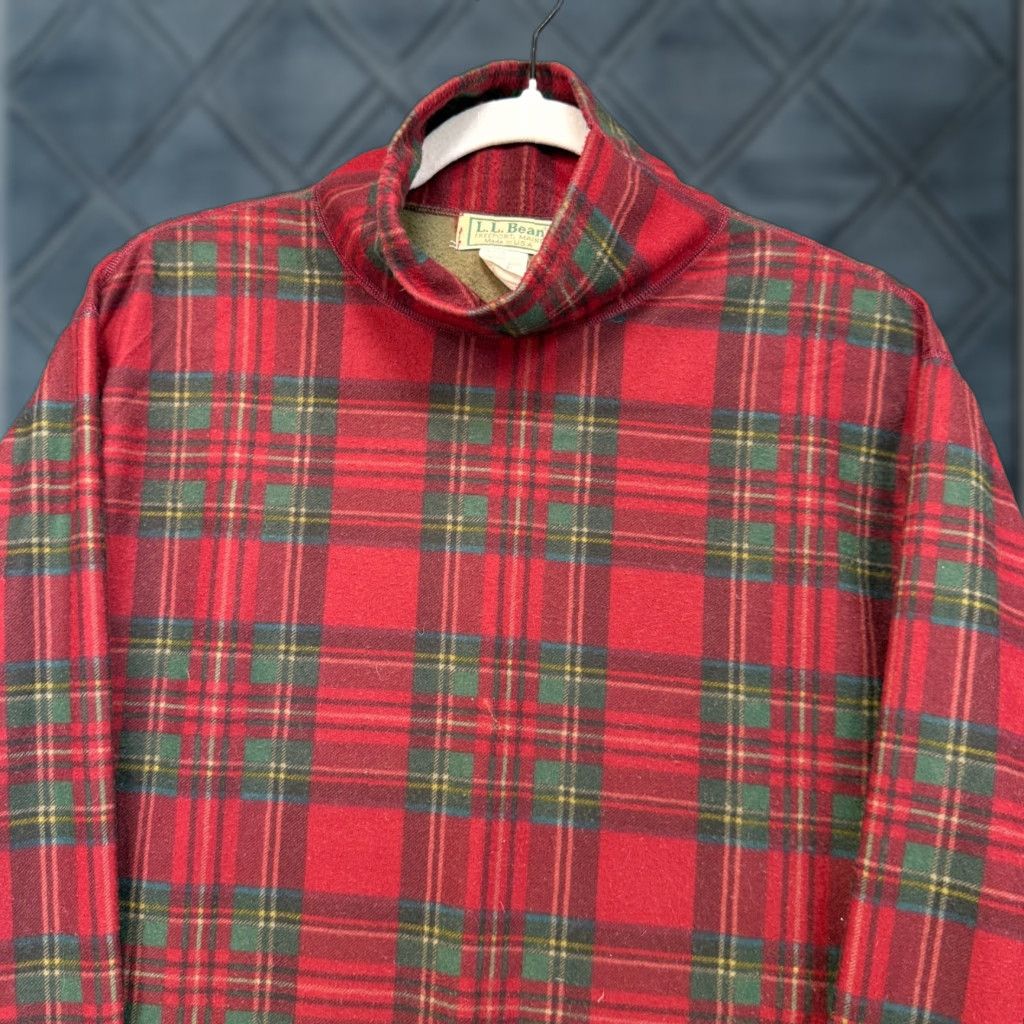 Vintage VINTAGE L.L. Bean Turtleneck Shirt Mens M Red Plaid Fleece Lined Made In USA Size US M / EU 48-50 / 2 - 1 Thumbnail