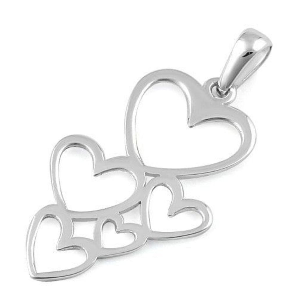Other New Sterling Silver Floating Hearts Pendant For Necklace Size ONE SIZE - 1 Thumbnail