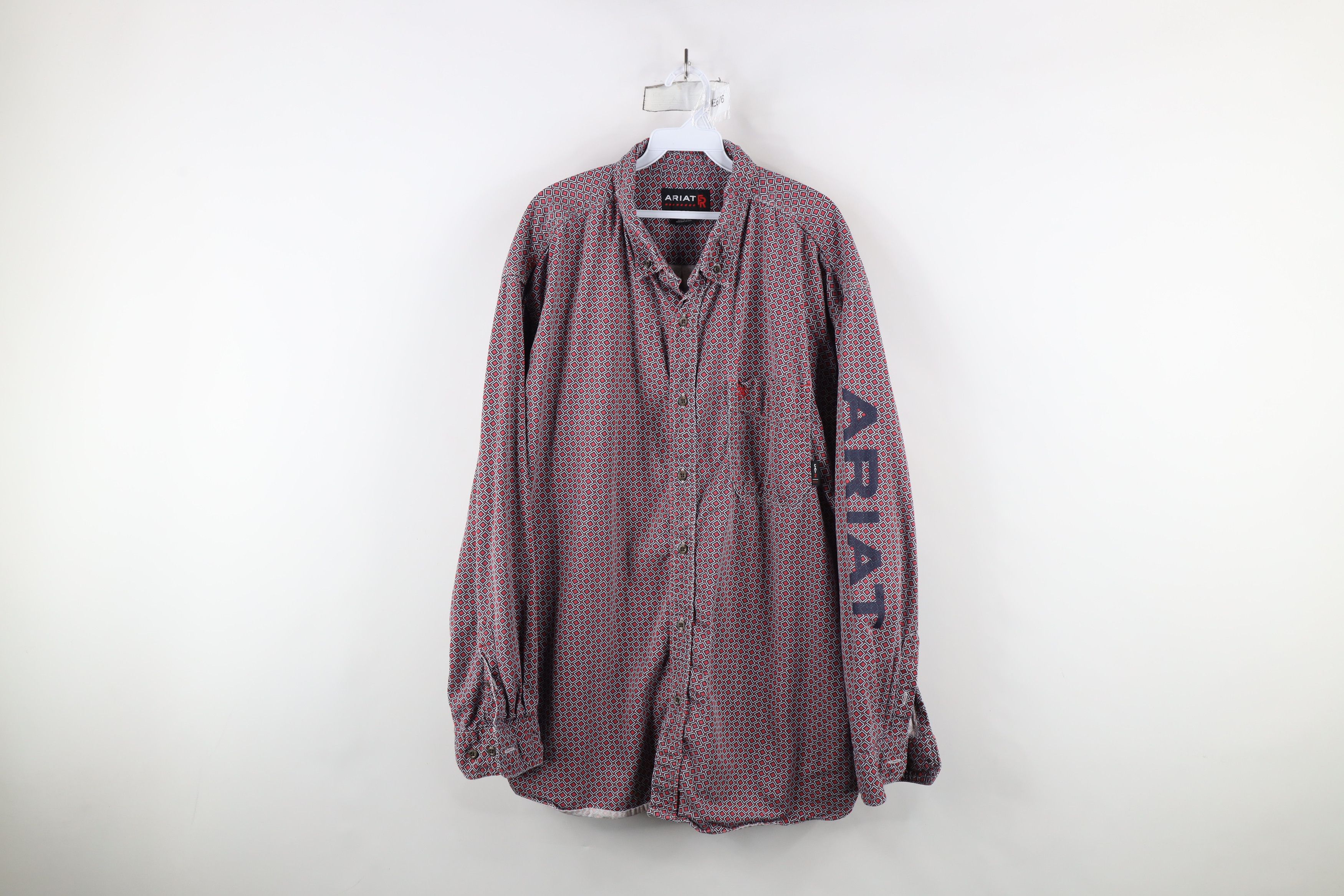 Ariat × Vintage Ariat FR Fire Flame Resistant Geometric Button Shirt Red Size US XXL / EU 58 / 5 - 1 Thumbnail