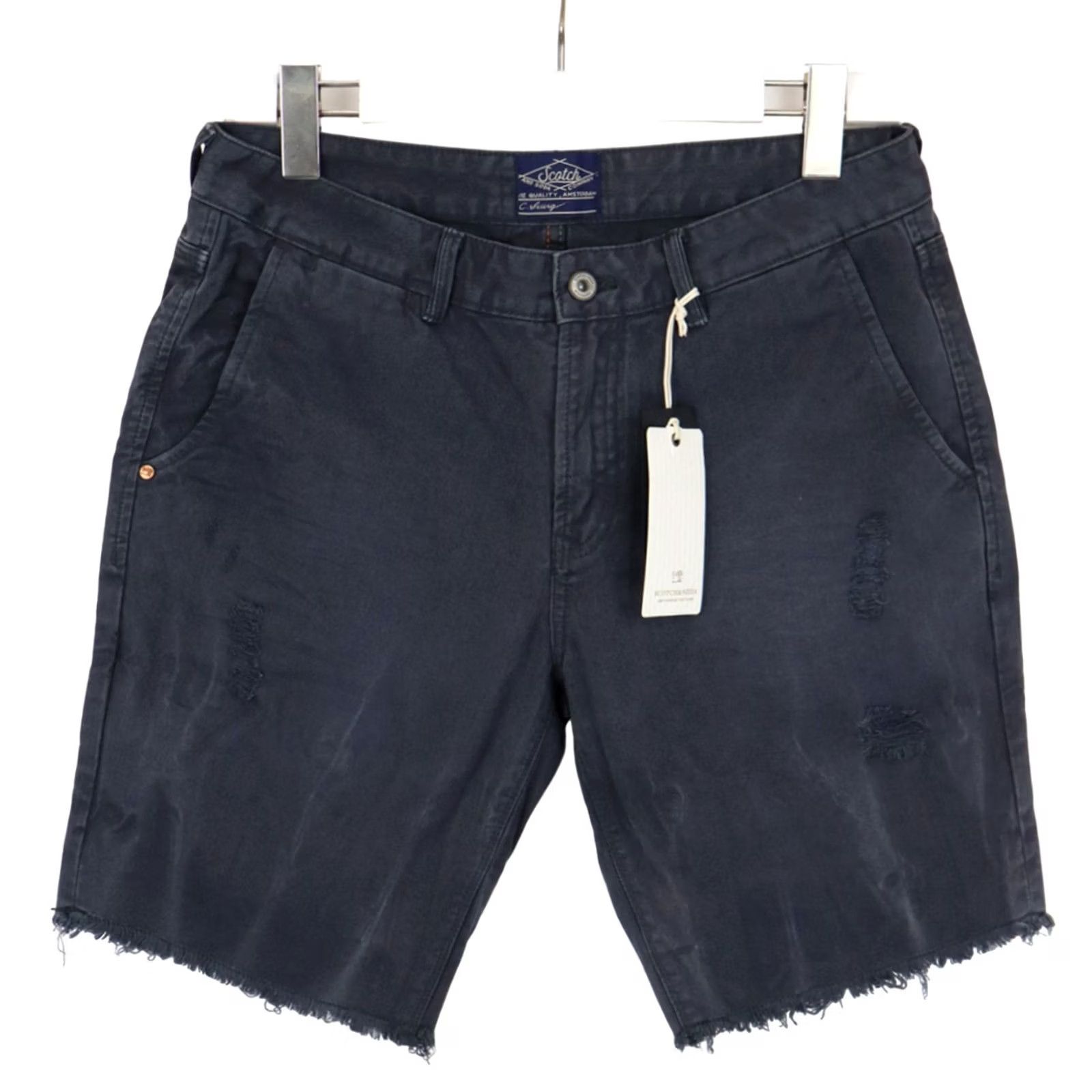 Scotch & Soda SCOTCH & SODA Shorts Men W30 Black Denim Ripped Distressed Denim Shorts Casual Cotton Scarf? Size US 30 / EU 46 - 2 Thumbnail