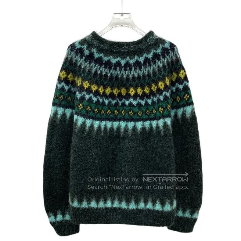 Loewe LOEWE Green Animal Print Mohair Round Neck Long Sleeve Kni Size S / US 4 / IT 40 - 2 Thumbnail