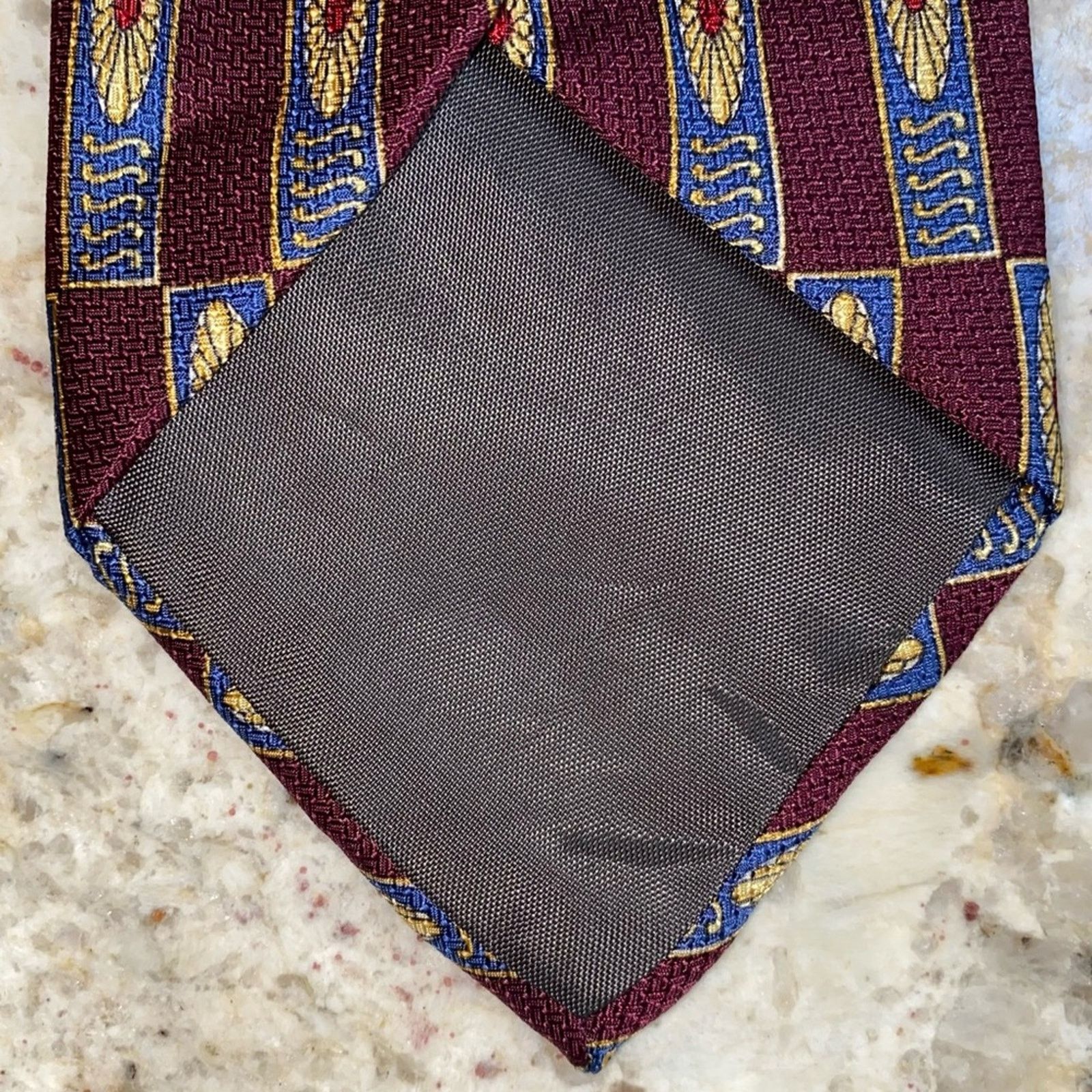 Dior Christian Dior Vintage 100% Silk Art Deco Print Tie Burgundy Size ONE SIZE - 5 Thumbnail