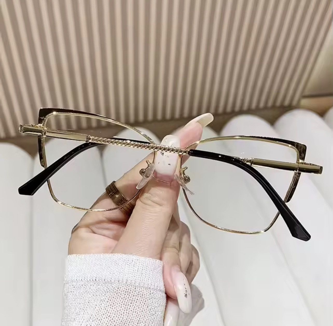 Other Gold Cat Eye Photochromic Glasses Women Anti Blue Light Size ONE SIZE - 4 Thumbnail