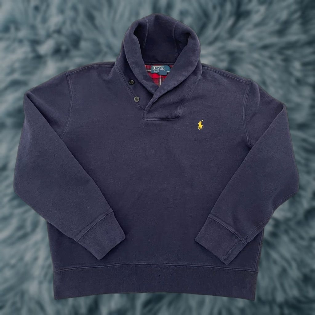 Polo Ralph Lauren VINTAGE Polo Ralph Lauren Sweater Adult Large Blue Shawl Collar Long Sleeve Classic Fit Mens L Size US L / EU 52-54 / 3 - 1 Thumbnail