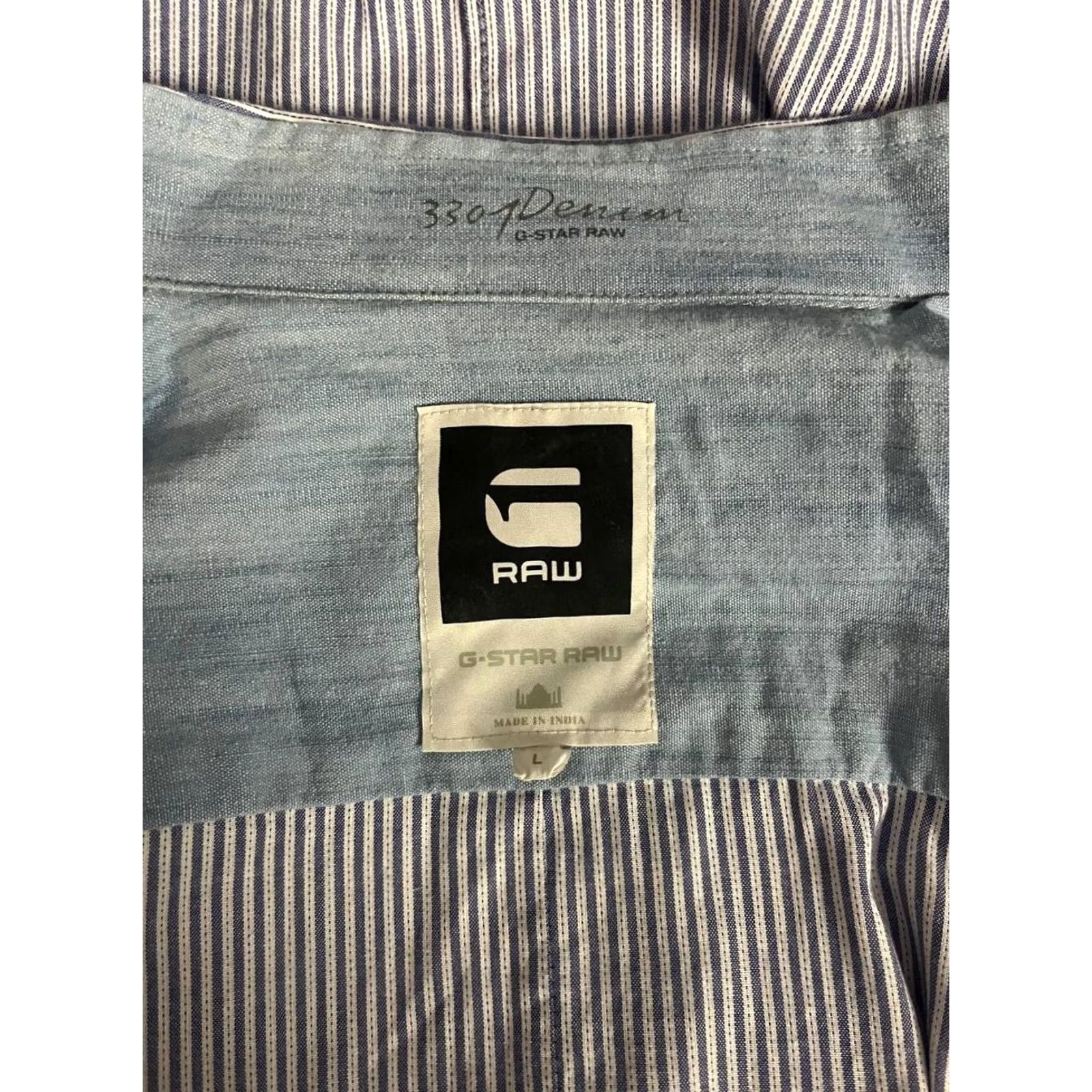 G-Star VINTAGE G-Star Shirt Mens L Blue White Raw Casual Size Striped Long Sleeve Size US L / EU 52-54 / 3 - 3 Thumbnail