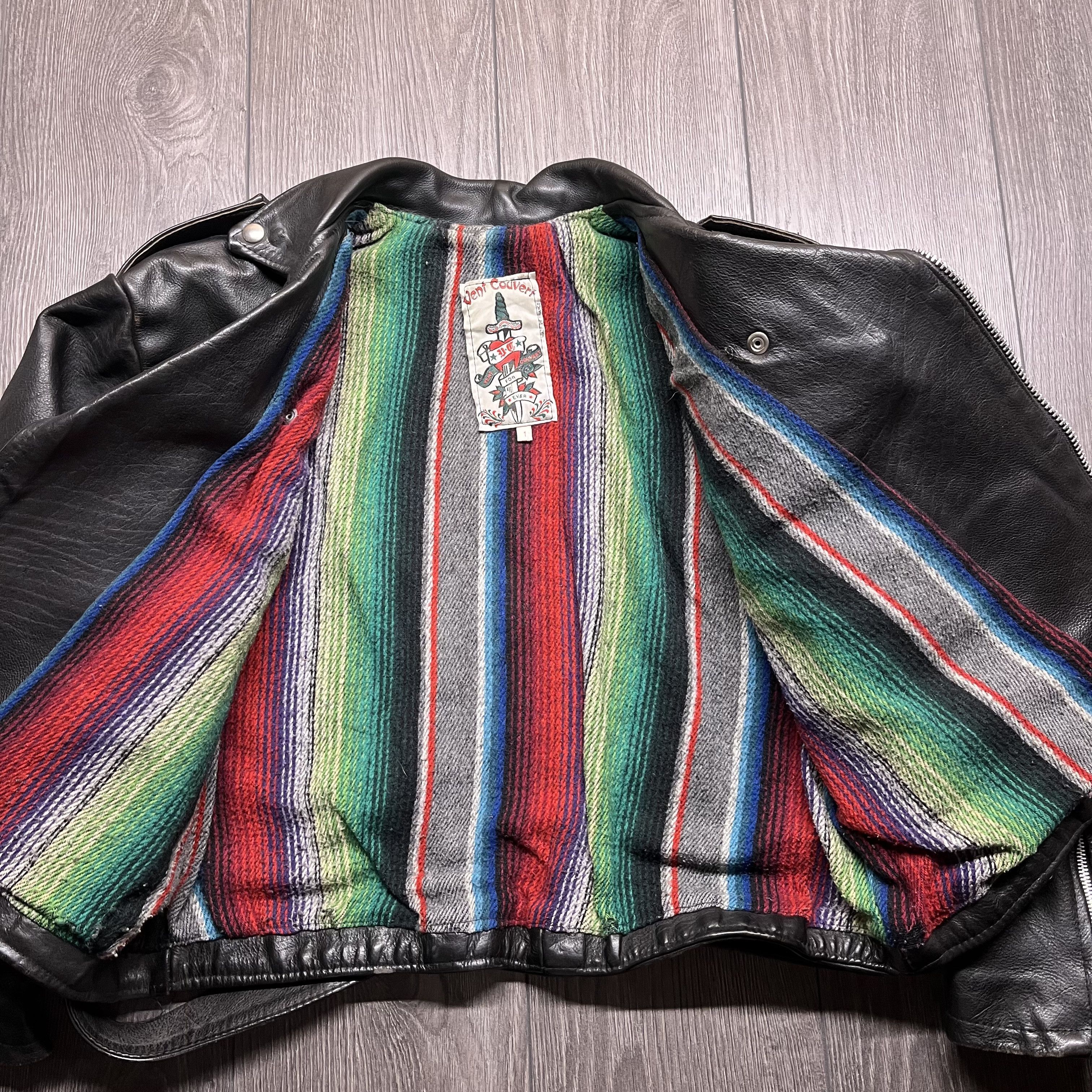 Designer × Vintage Vintage Vent Couvert Leather Lined Biker Jacket 1980s Size US S / EU 44-46 / 1 - 7 Thumbnail