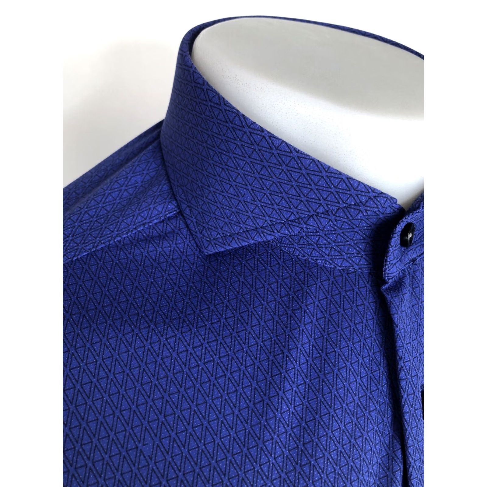 Vintage Greyson - Geometric Pattern Mens L Shirt - Button-Up Long Sleeve Purple / Black EXCELLENT Size US L / EU 52-54 / 3 - 3 Thumbnail