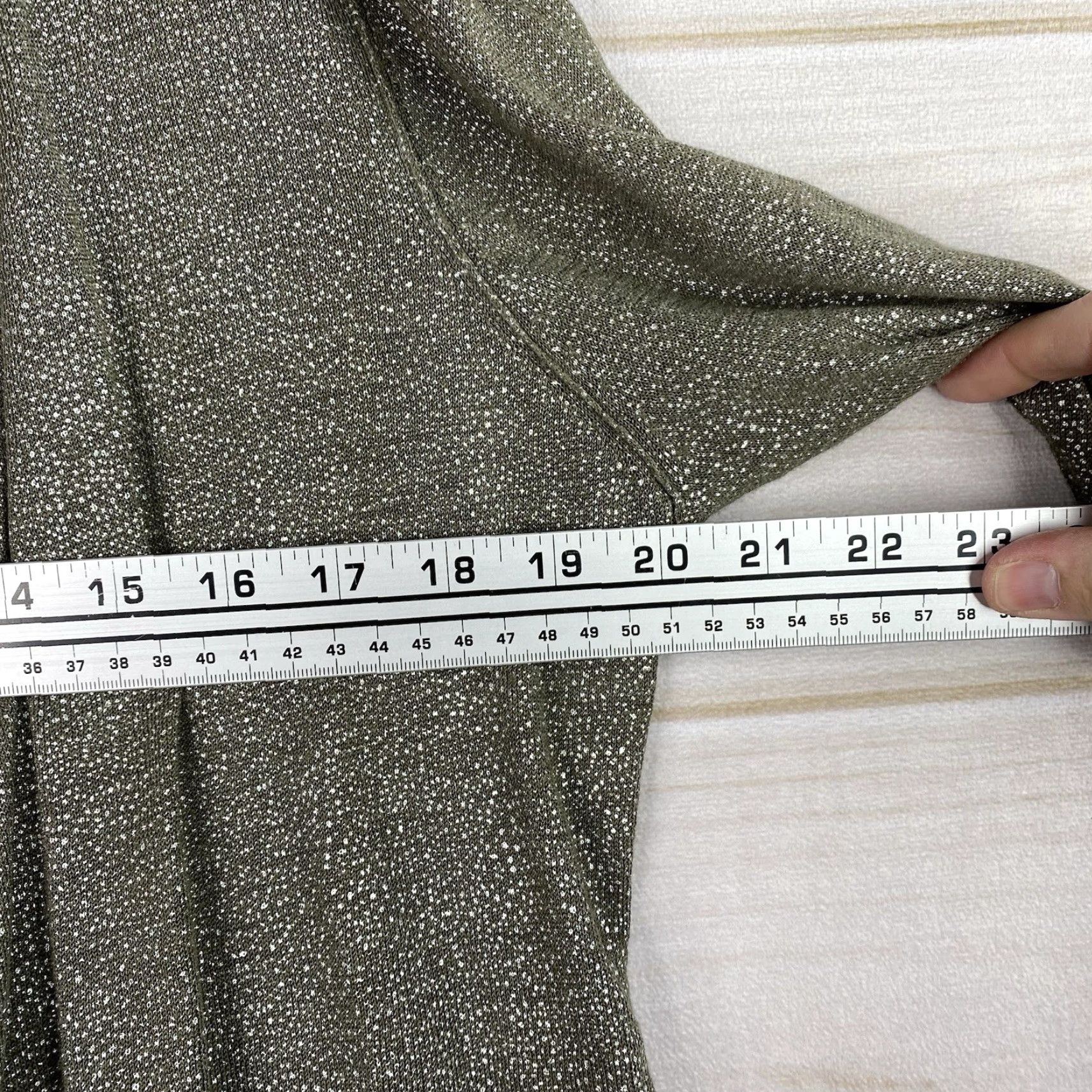 Vintage Chico's Cardigan Sweater M Green Silver Sparkly Open Front Lightweight Knit V-Neck Casual Womens Size M / US 6-8 / IT 42-44 - 3 Thumbnail