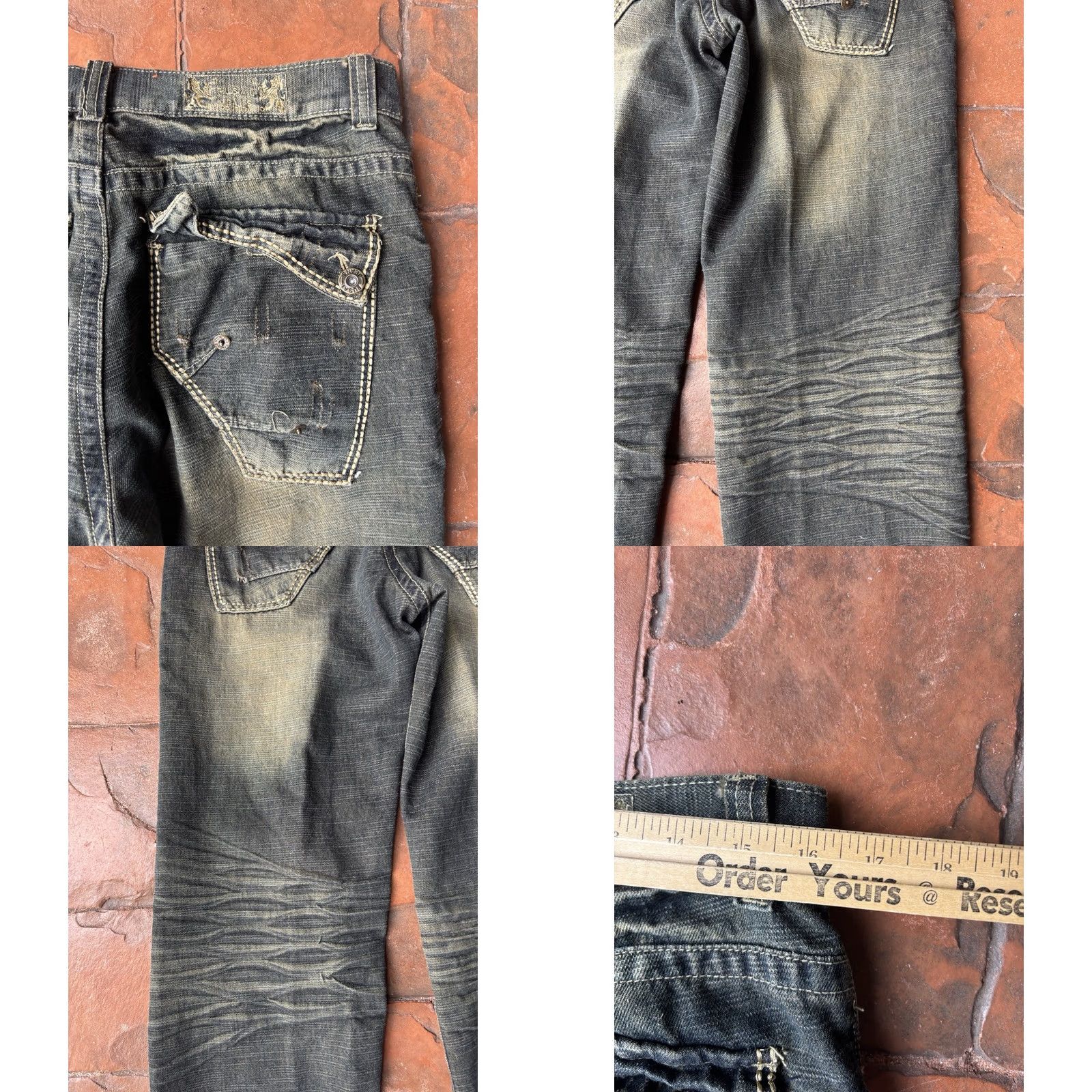 Vintage VINTAGE Fusai Baggy Jeans Men’s 34x32 Distressed Grunge Skater Wide-Leg 34 32 Black Cotton Embroidered Medium Mens Size US 34 / EU 50 - 9 Thumbnail