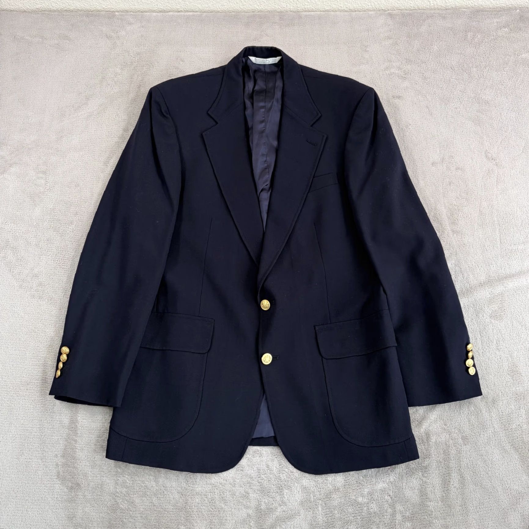 Lands' End VINTAGE Lands End Blazer Men 42Navy Wool Two-Button Front Notch Lapel Single Vent Regular Fit 2 Piece USA Made Blue Wool Blazer Mens Size 42R - 6 Thumbnail