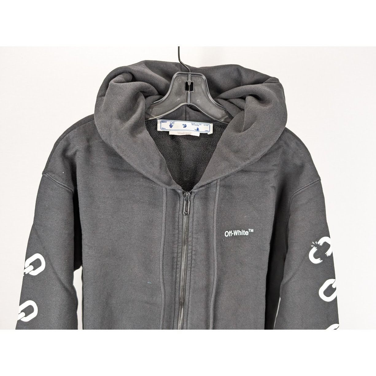 Off-White o1rshd1 Q:2 / Chain Arr Slim Zip Hoodie in Black/White Size US M / EU 48-50 / 2 - 9 Thumbnail