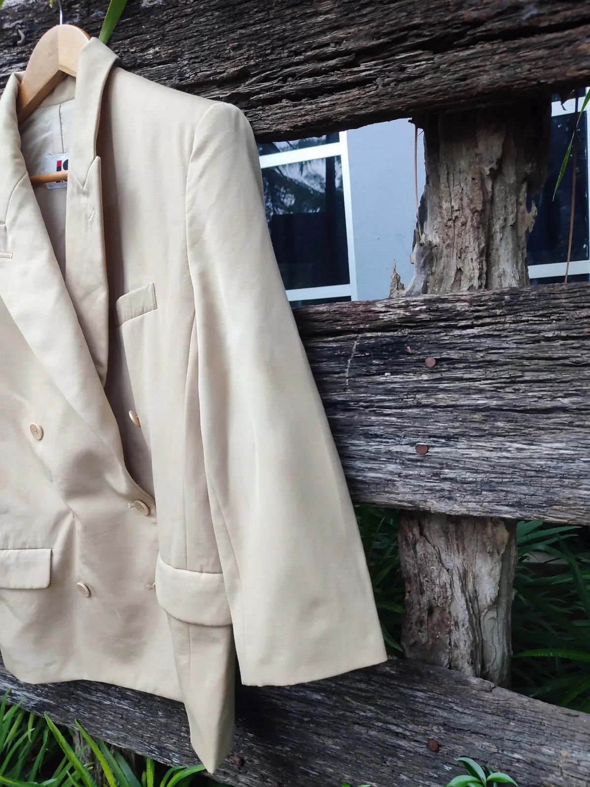 Issey Miyake Vintage Late 1980s Issey Sport Double-Breasted Beige Blazer Size M / US 6-8 / IT 42-44 - 6 Thumbnail