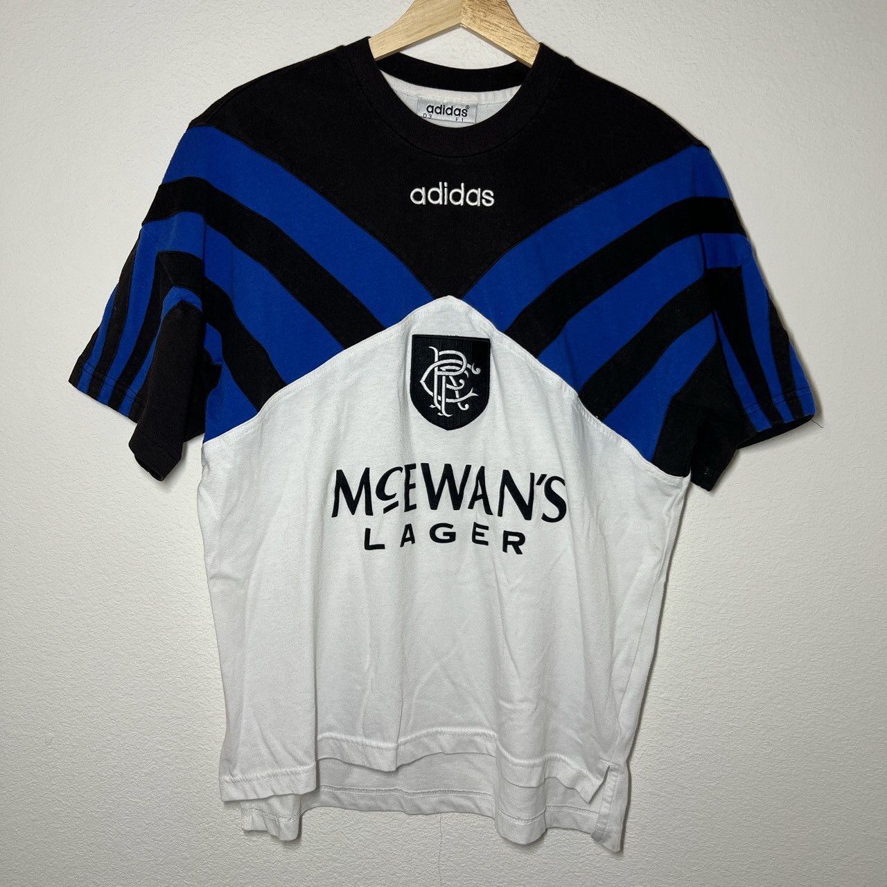 Image of Glasgow Rangers 90's Adidas Training Shirt in White, Men's (Size Small)