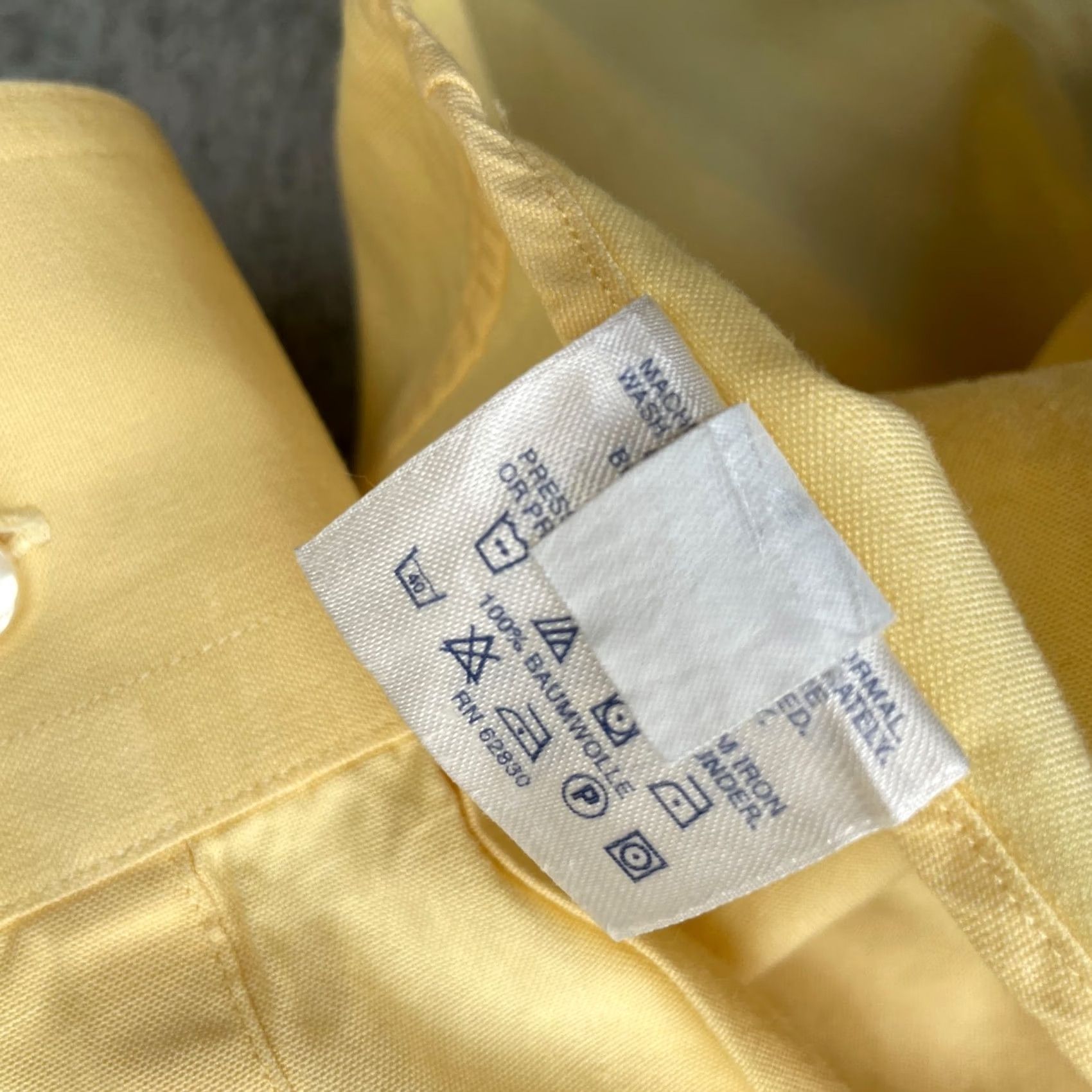Lands' End Lands' End Shirt Mens Dress Shirt Button-Down 100% Cotton Yellow Long Sleeve Pleated Chest 48 M Regular Ocean City Preppy Casual Business Size 40R - 5 Thumbnail