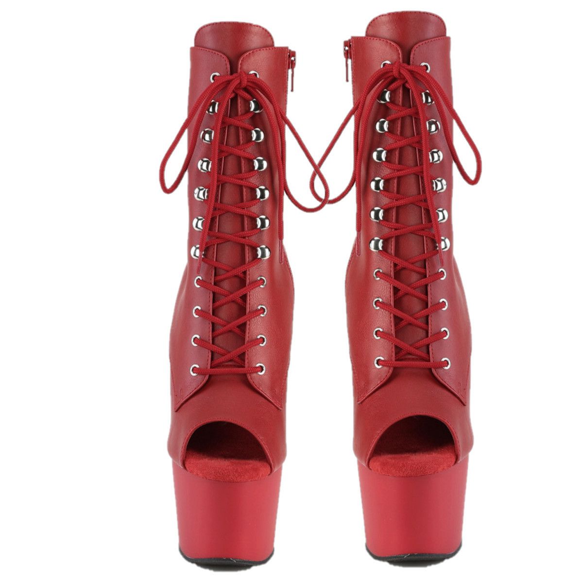 Other Adore 1021 Red Faux Leather Open Toe Lace Up 7" High Heel P Size US 12 / IT 42 - 4 Thumbnail