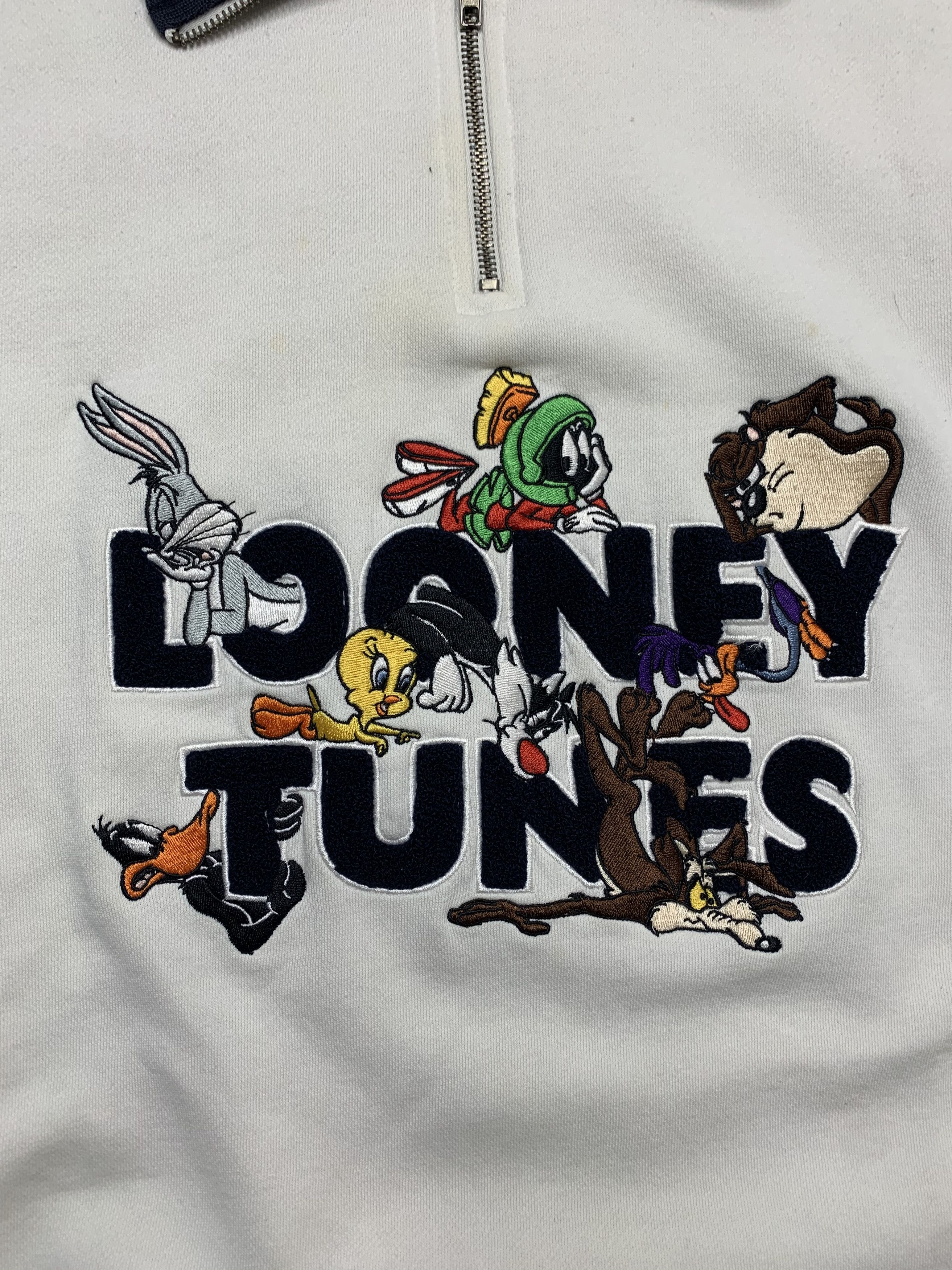 Warner Bros Vintage 90's Looney Tunes 1/4 Zip Pullover Sweater Size US XXL / EU 58 / 5 - 2 Thumbnail