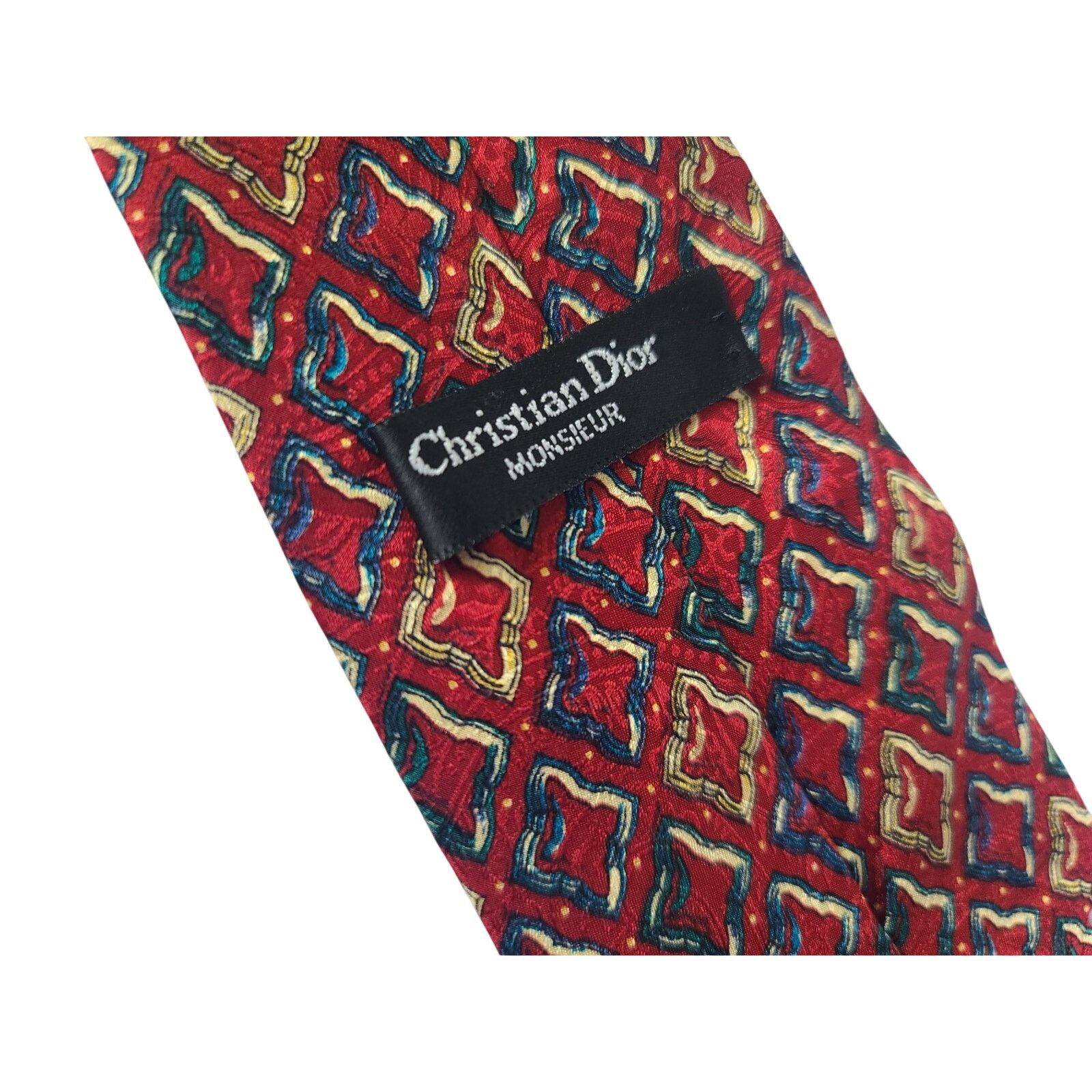 Dior Vintage Christian Dior Designer Red 100% Silk Mens Tie Size ONE SIZE - 6 Thumbnail