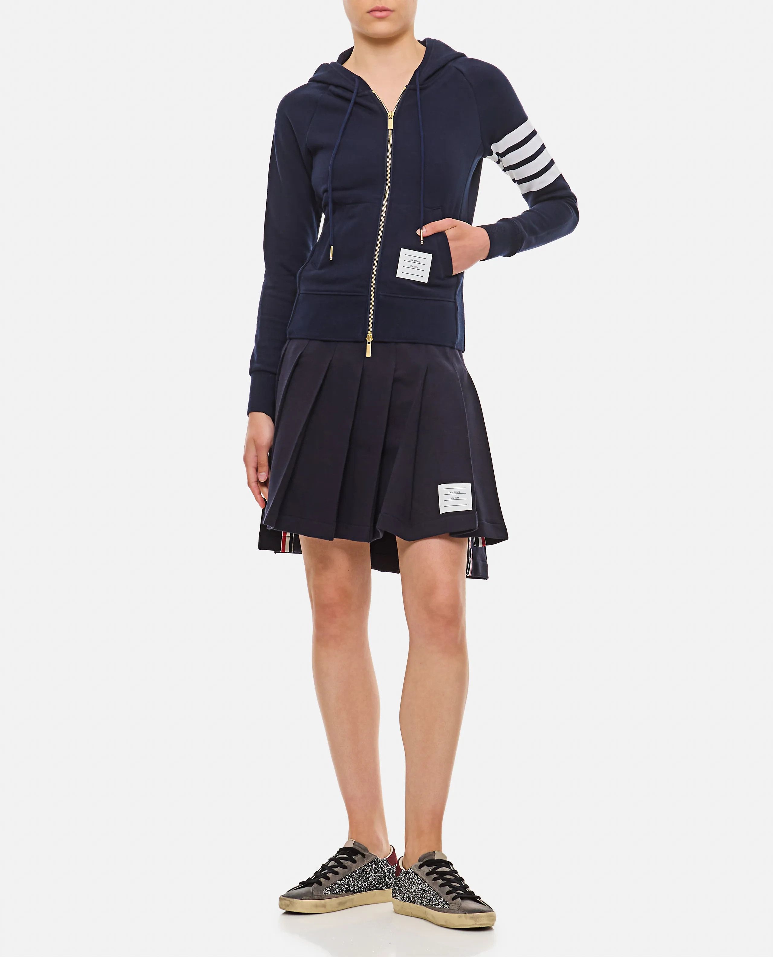 Thom Browne o1s22i1n0924 4-Bar Hoodie in Navy Blue Size XS / US 0-2 / IT 36-38 - 2 Thumbnail