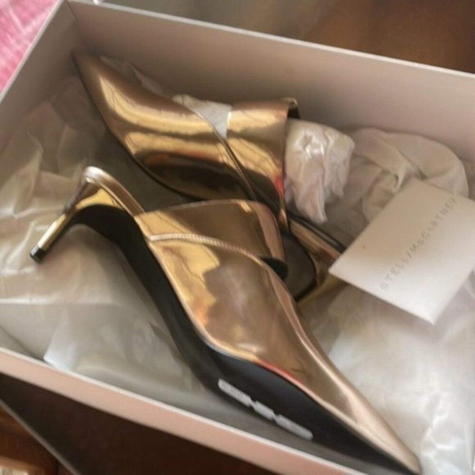 Stella McCartney Stella McCartney Cutout faux mirrored mules Rose Gold Size US 5 / IT 35 - 7 Thumbnail