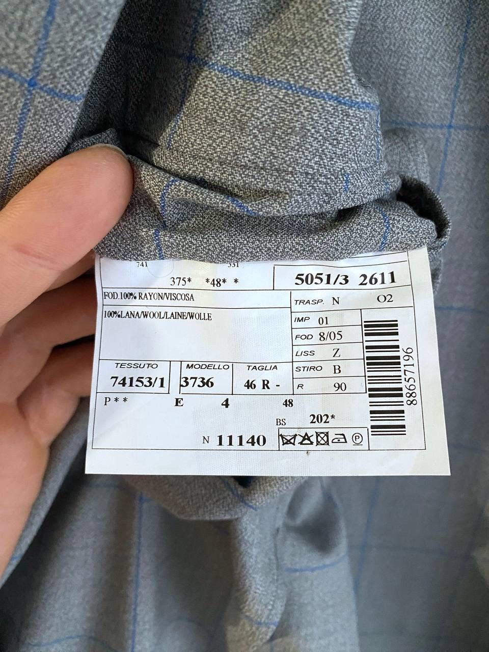Boggi Boggi Milano 120's Wool Gray/Blue Сhecked Men's Blazer, 46R Size 46R - 22 Thumbnail