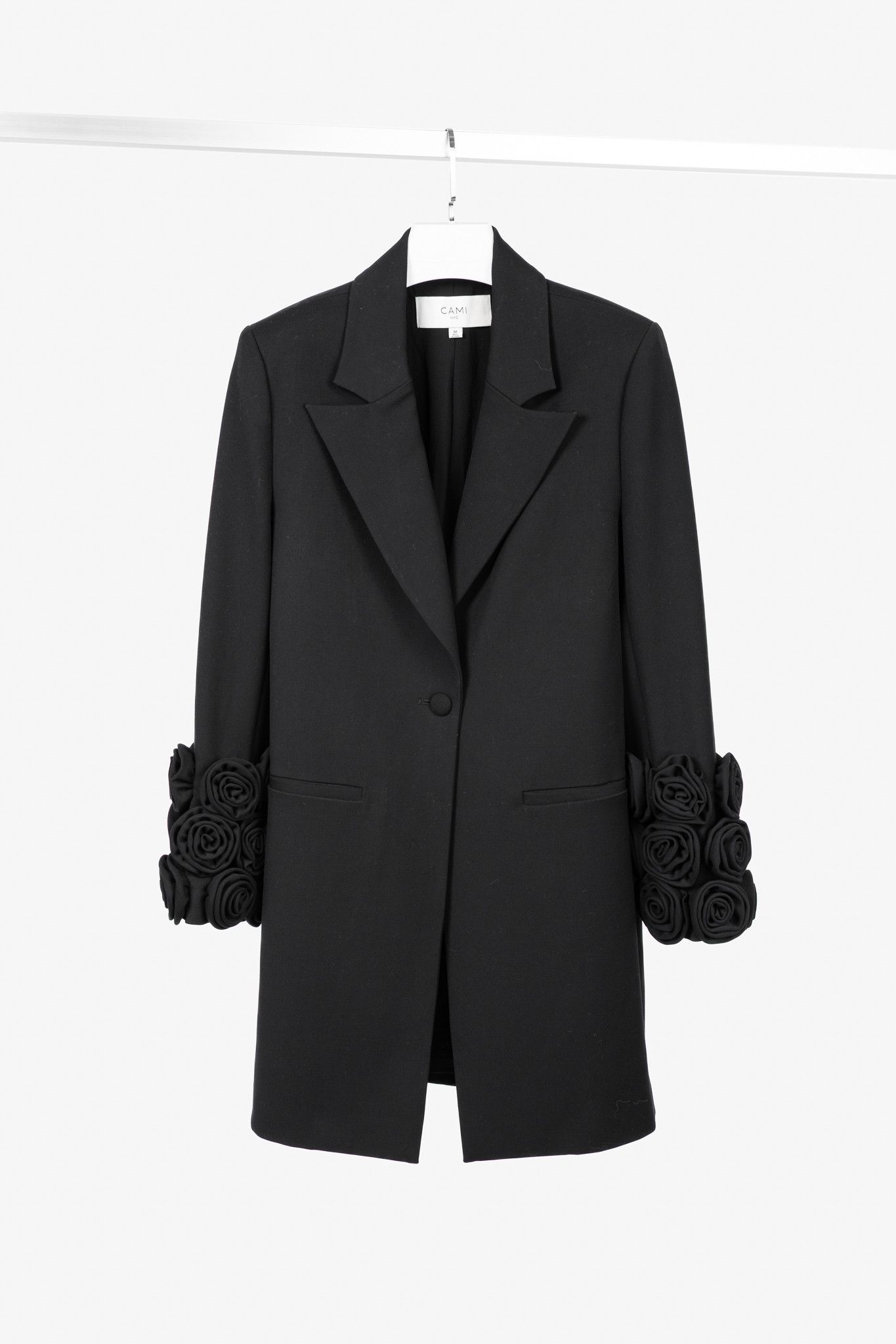 CAMI NYC CAMI NYC Noelani Black Rosette-Cuff Coat Size M / US 6-8 / IT 42-44 - 1 Thumbnail