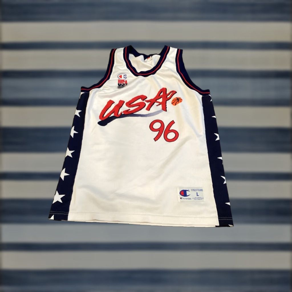 VINTAGE Champion Dream Team USA 1996 FOOT LOCKER Promo Jersey Tank White Large Mens USA