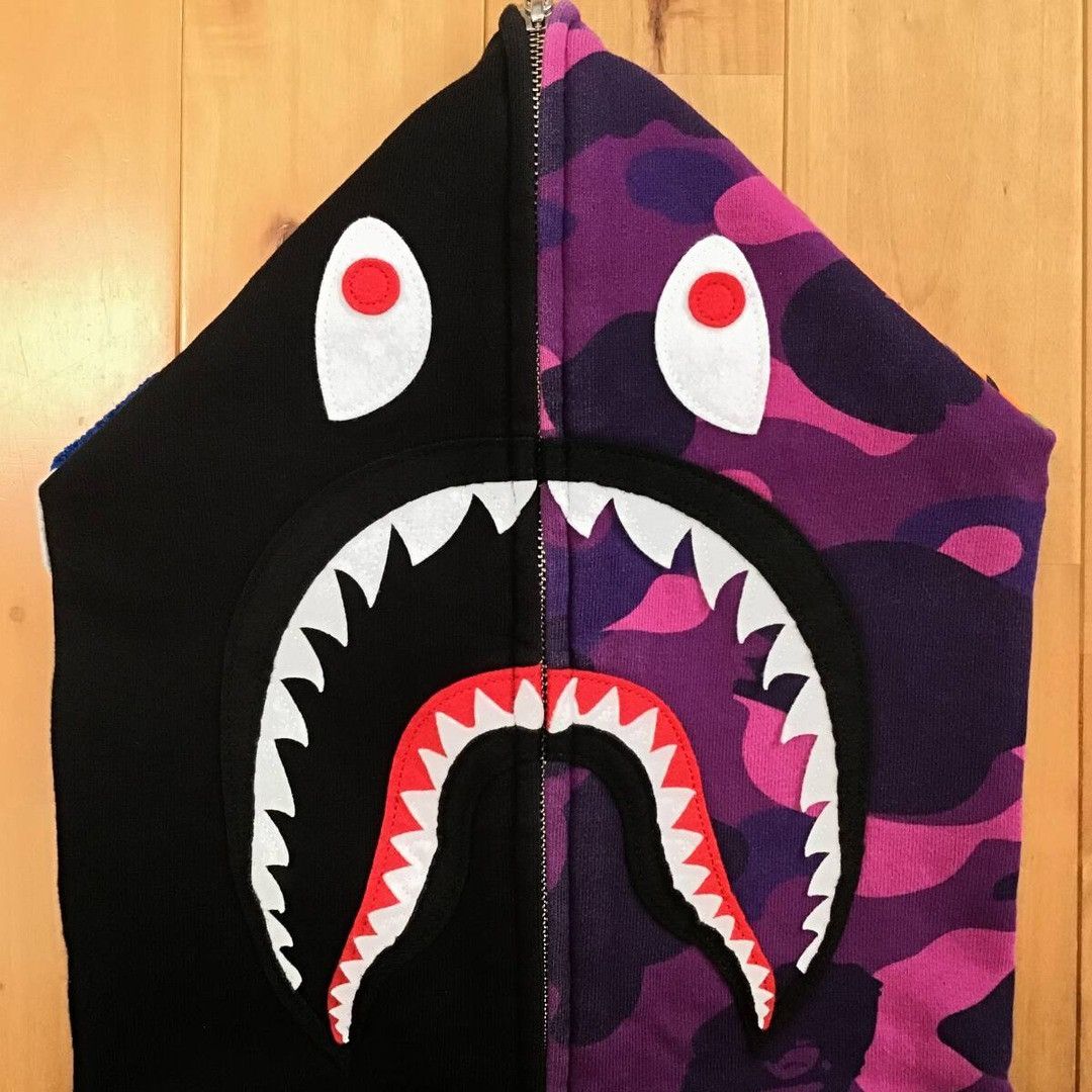 Bape BAPE × purple camo shark full zip hoodie a bathing ape Size US L / EU 52-54 / 3 - 3 Thumbnail