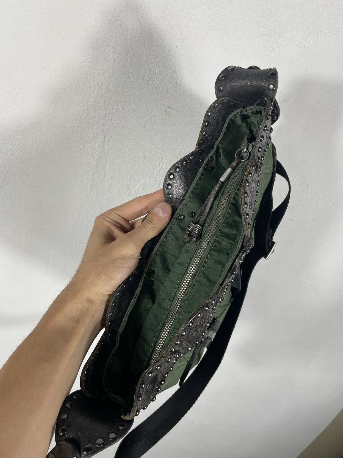 Diesel × Japanese Brand × Vintage Diesel Retro 00s Leather Nylon Avant Garde Shoulder Hand Bag Size ONE SIZE - 10 Thumbnail