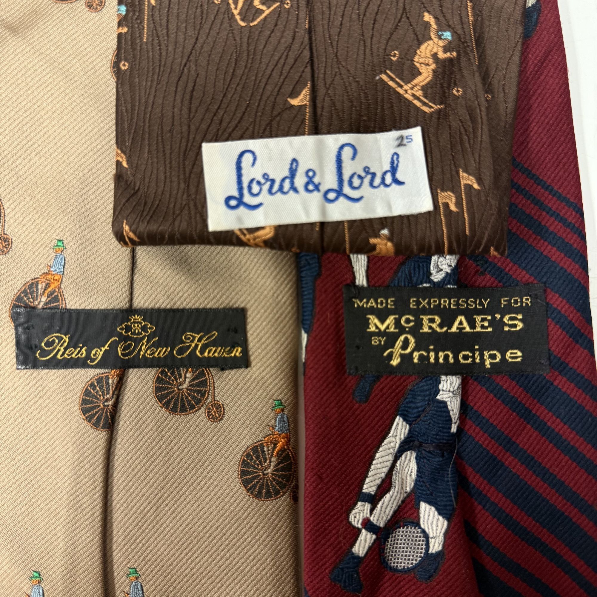 Other 3 pc 70's SPORTS Necktie Lot Mod SKIING Tennis DISCO Ties Size ONE SIZE - 5 Thumbnail