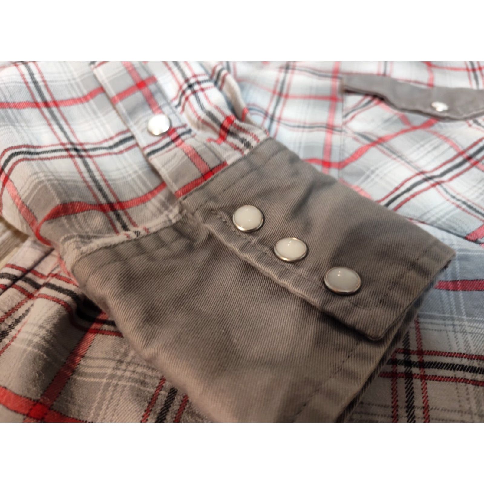 Wrangler WRANGLER VINTAGE Western Shirt Pearl Snap Long Sleeve Gray Check 2XL Mens Size US XXL / EU 58 / 5 - 6 Thumbnail