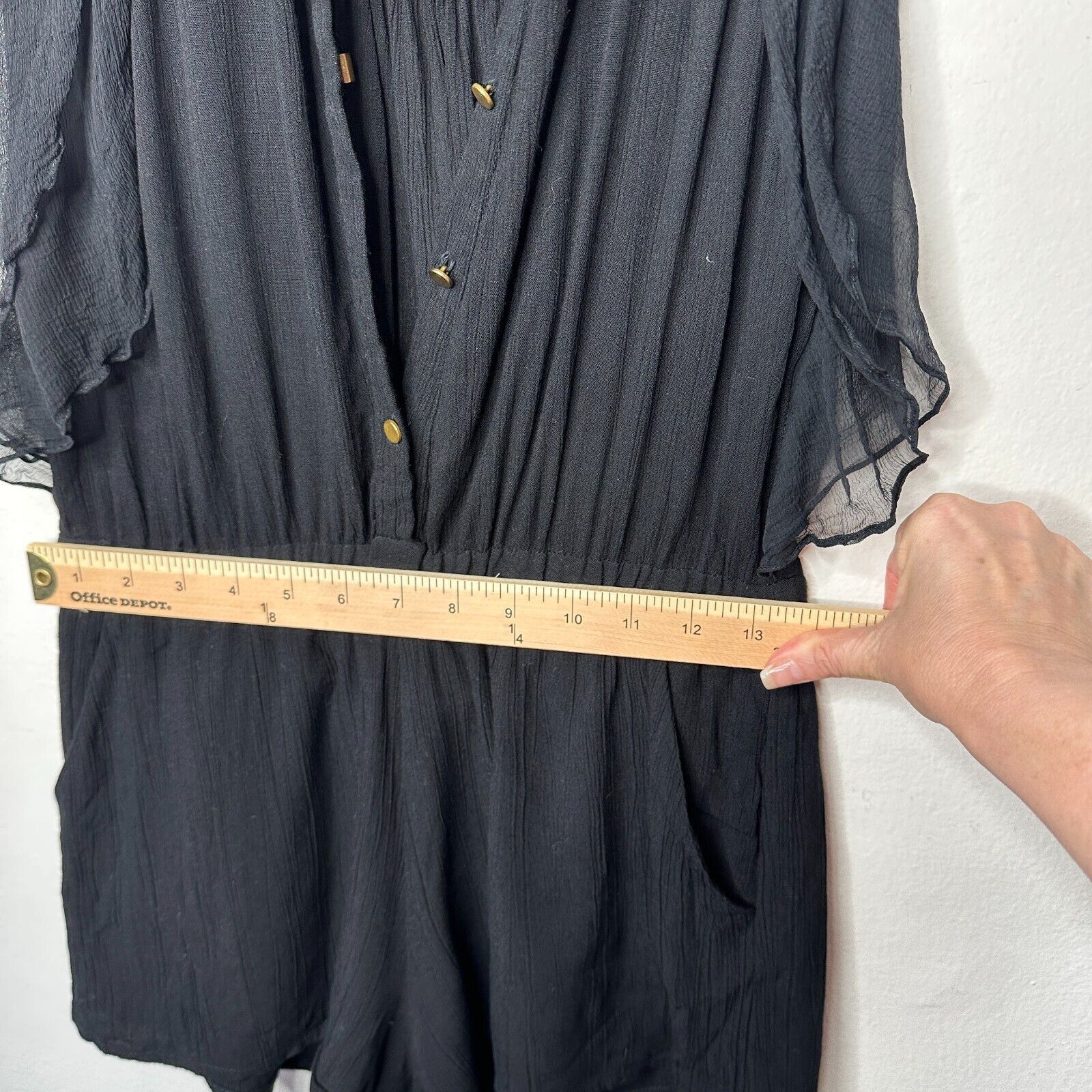 REVOLVE Ella Moss Black Piana Romper Tie Ruffle Trim Back Cut Out S Size 27" / US 4 / IT 40 - 17 Thumbnail