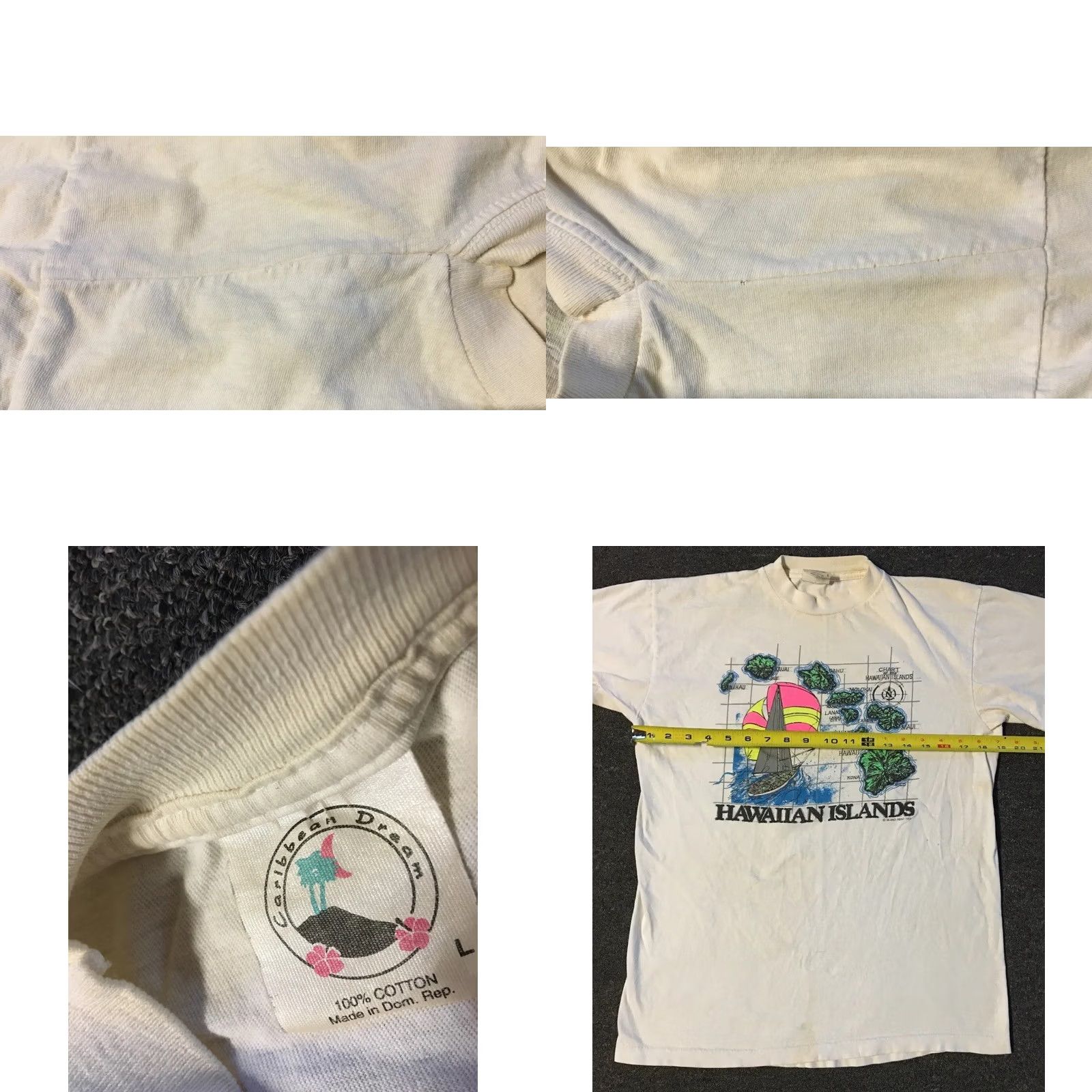 Vintage VINTAGE Hawaii Islands Faded Distress Shirt S White 80s 90s Surf Beach Grunge Art Ocean Ocean Pacific Band: Single Stitch Mens Tee Size US S / EU 44-46 / 1 - 9 Thumbnail