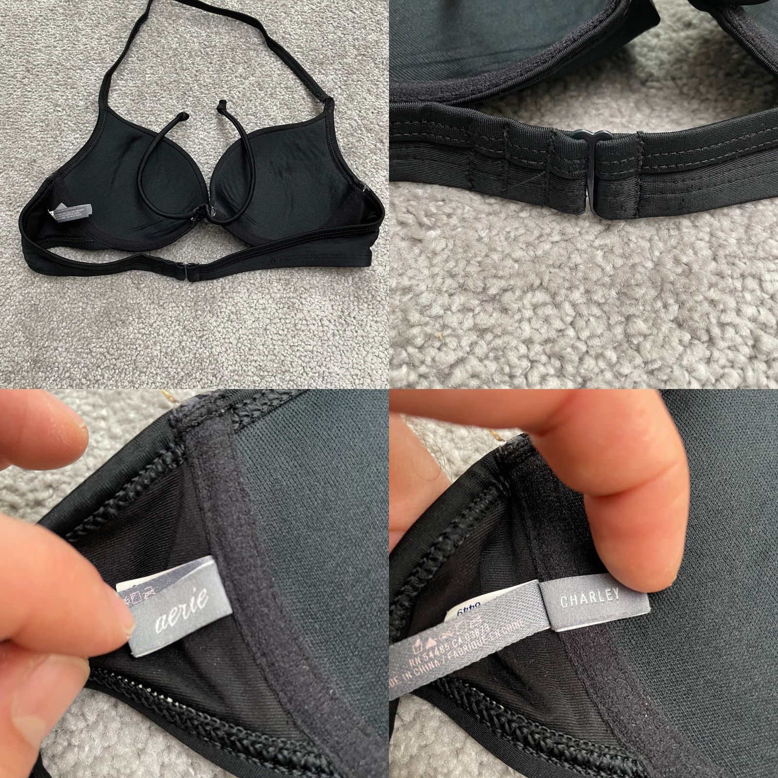 Vintage Aerie Bikini Top Womens 32B Black Halter Padded Underwire Beach Swimwear Top Size XXS / US 00 / IT 34 - 8 Thumbnail