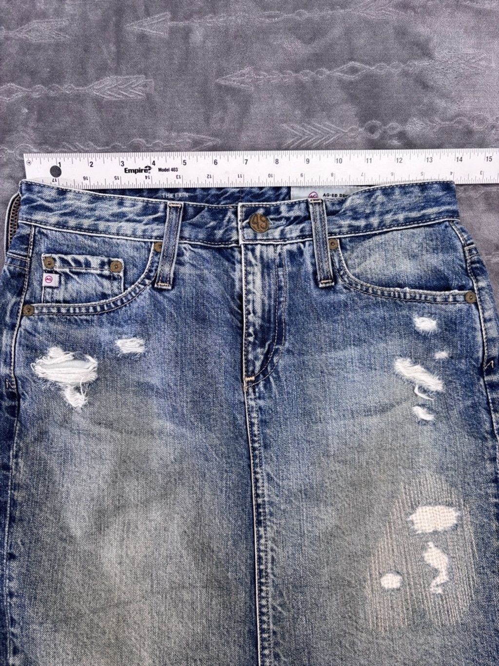 AG Adriano Goldschmied Women's AG Adriano Goldschmied Denim Skirt, 25R, Blue Size 42" / US 20 - 2 Thumbnail