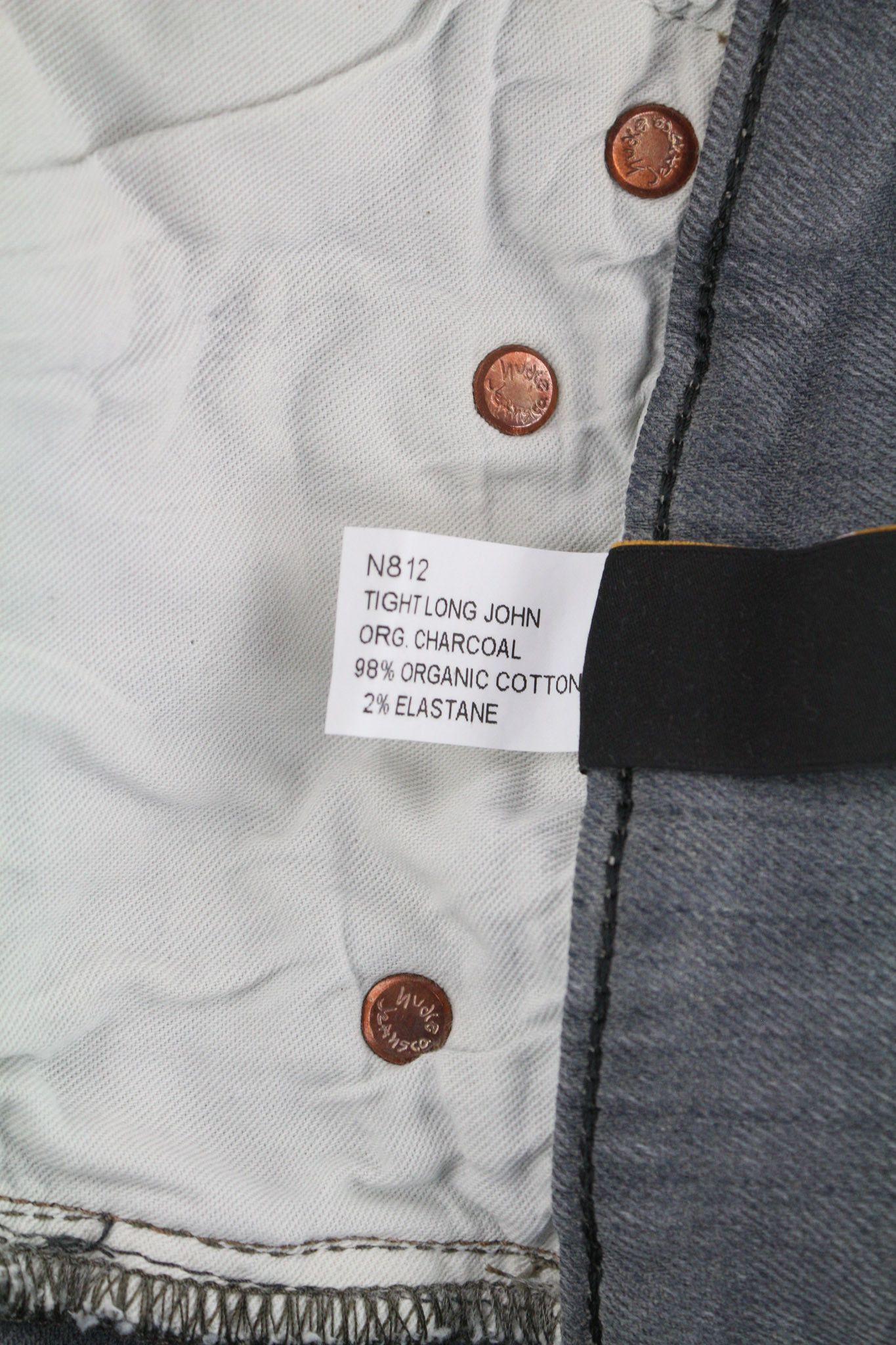 Nudie Jeans TIGHT LONG JOHN W30/L32 Organic Charcoal Slim Logo 80675 Size US 30 / EU 46 - 7 Thumbnail
