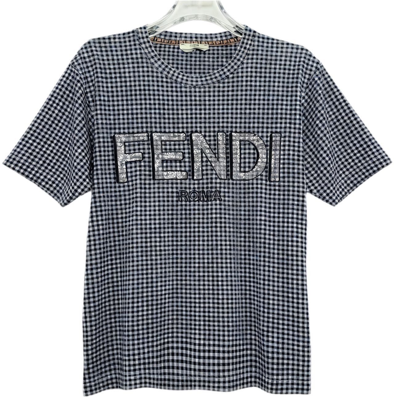 Fendi Fendi Checkered Logo Crew Neck Short Sleeve T-shirt K26WX Size S / US 4 / IT 40 - 1 Thumbnail