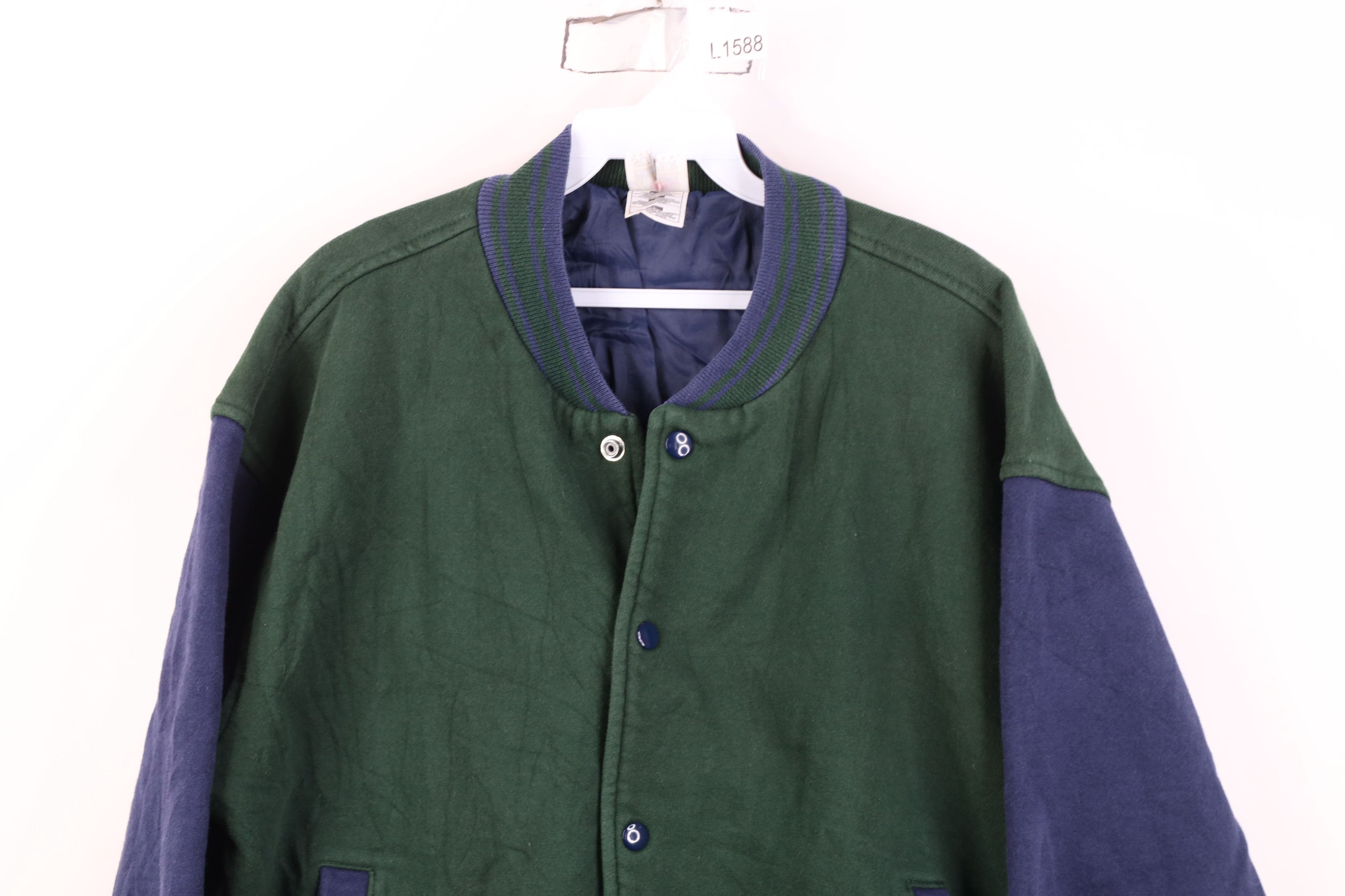 Vintage Vintage 90s Streetwear Block Lined Sweatshirt Bomber Jacket Size US L / EU 52-54 / 3 - 2 Thumbnail